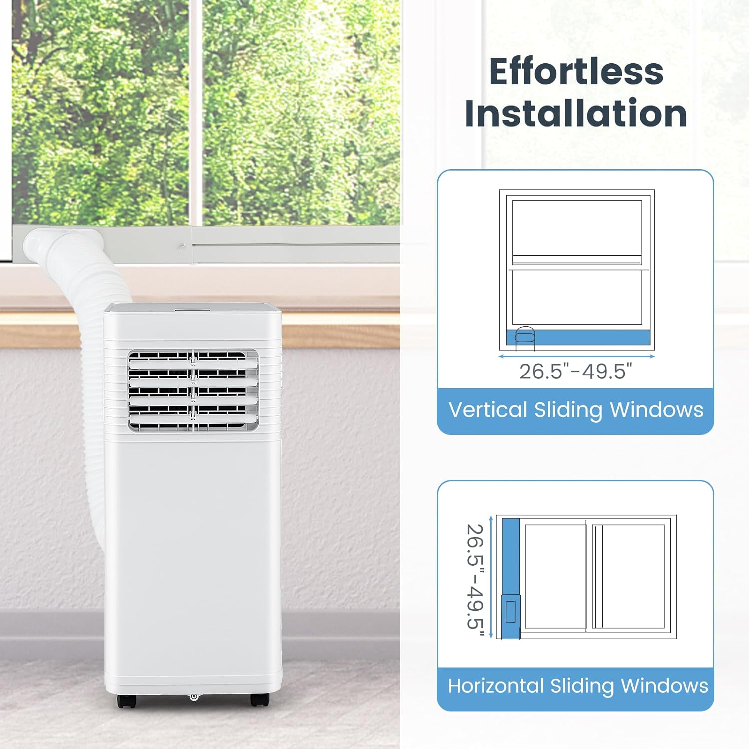 ARLIME 9000 BTU Portable Air Conditioner, 3-in-1 AC Unit w/Dehumidifier & Fan, Sleep Mode & 24H Timer, Air Cooler w/Remote, Detachable Filter & Window Kit, Cools Up to 300 Sq.Ft, White (9000 BTU)