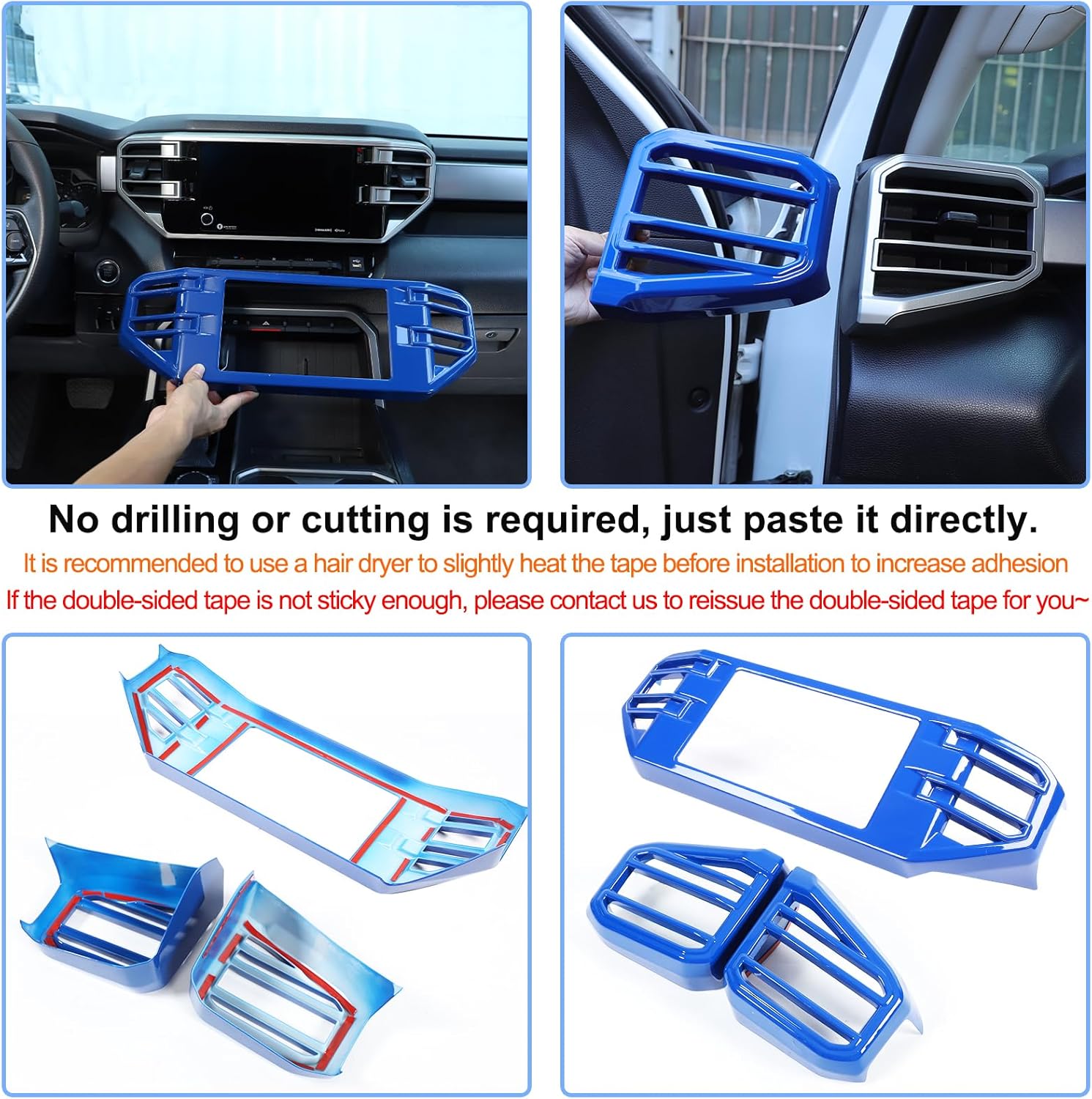 Car Center Console Air Outlet Cover Kit Compatible with Toyota Tundra 2022 Sequoia 2023 Center Console Side Air Outlet Trim Cover Center Console Air Outlet Vent Panel Decor Frame Protect Accessories