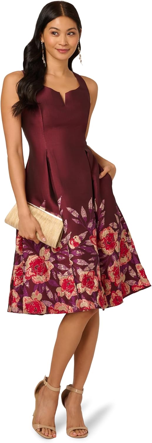 Adrianna Papell Women's Notch Scoop Neck Midi