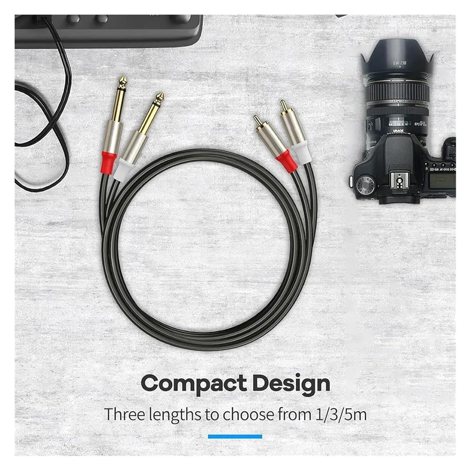 Guitar Audio Cable 6.35mm to Cable Dual 1/4 Male to Dual Male Stereo Cable for Guitar Receiver Speaker Amplifier Home Theater(6.35 to RCA,10m)