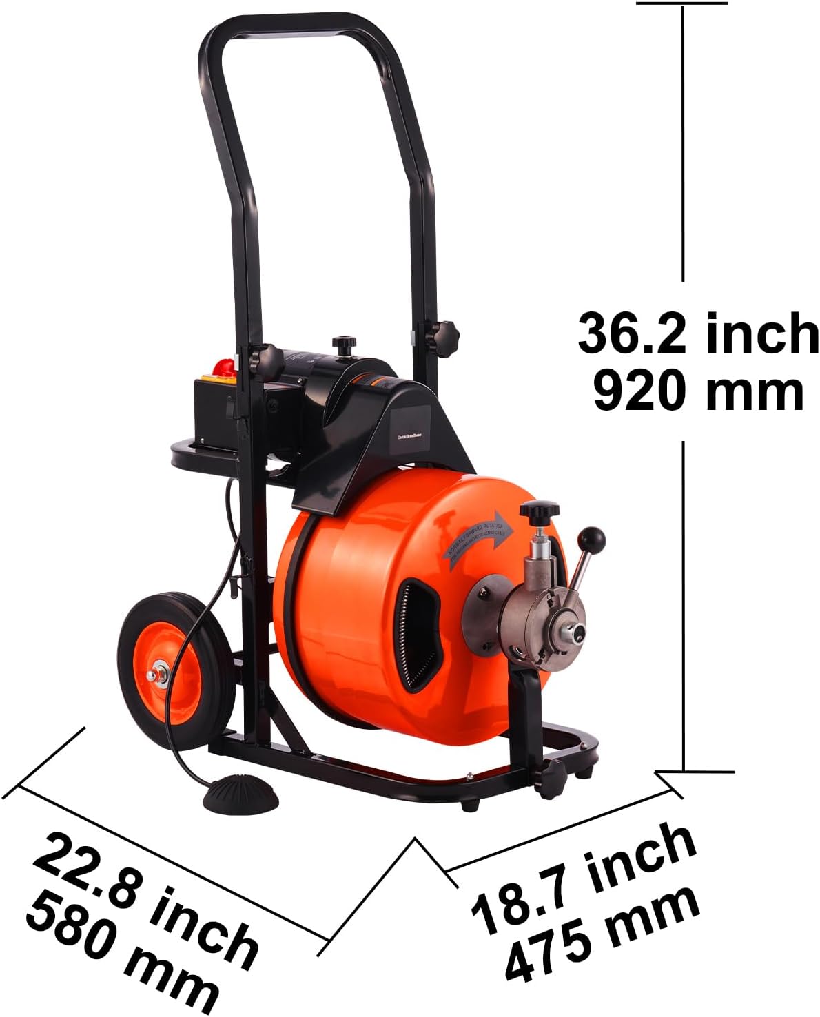 Happybuy Drain Cleaner Machine - 100 FT x 1/2 Inch, Auto Feed Sewer Auger with 4 Cutters & Air-activated Foot Switch, for 1