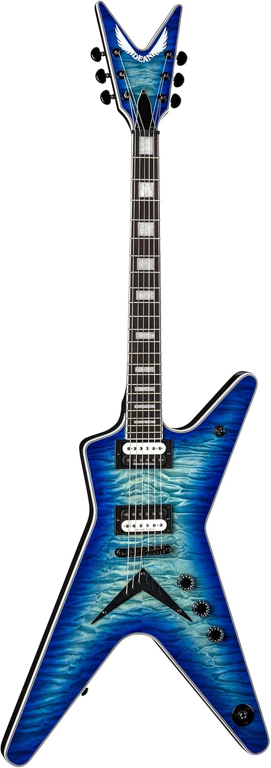 Dean Guitars ML Select 6 String Quilt Top Electric Guitar, Right, Ocean Burst (MLSEL QM OSB)