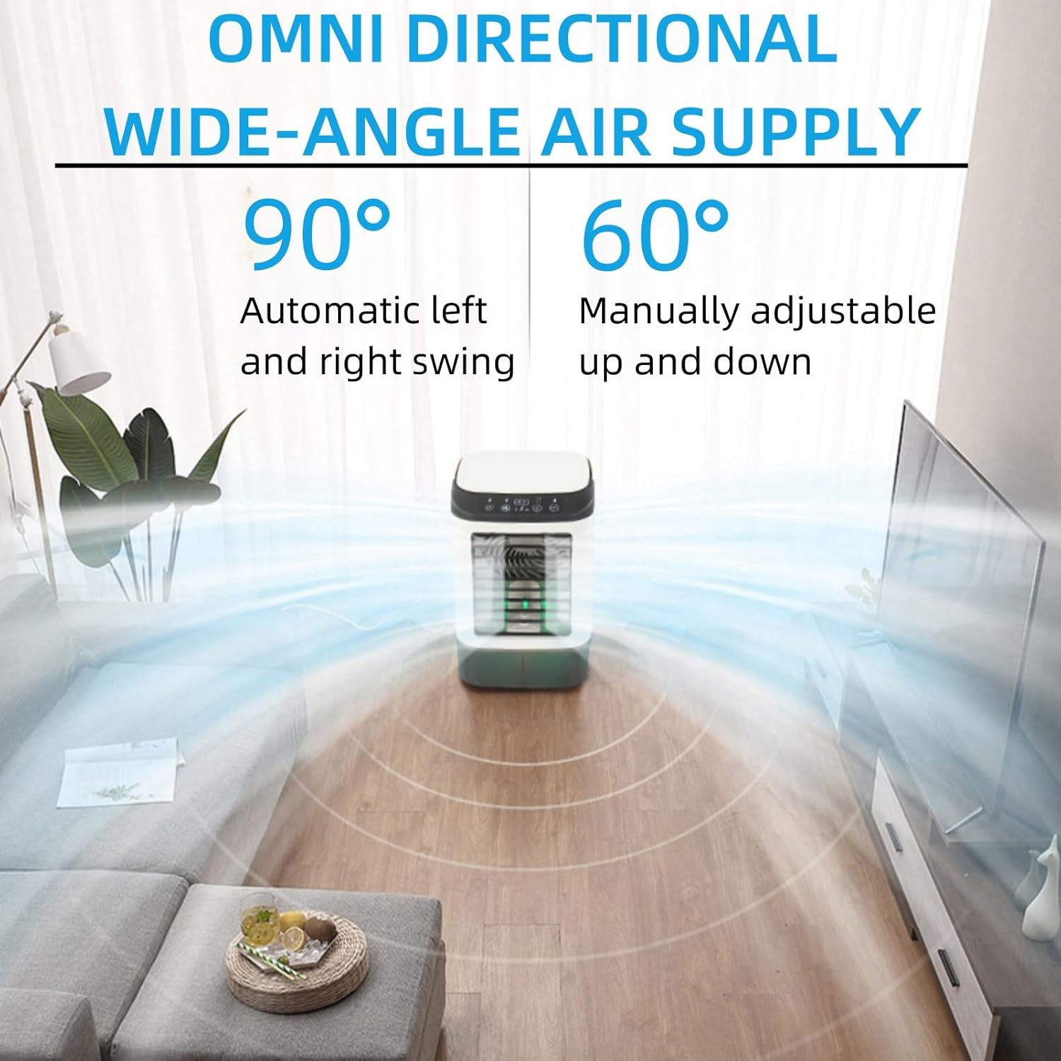 EKsma Portable Air Conditioner Cooling Fan, Quiet with 3 Speeds, 900ml Evaporative Personal Air Cooler Fan with 7 Night Light, Small Air Conditioner for Bedroom Office