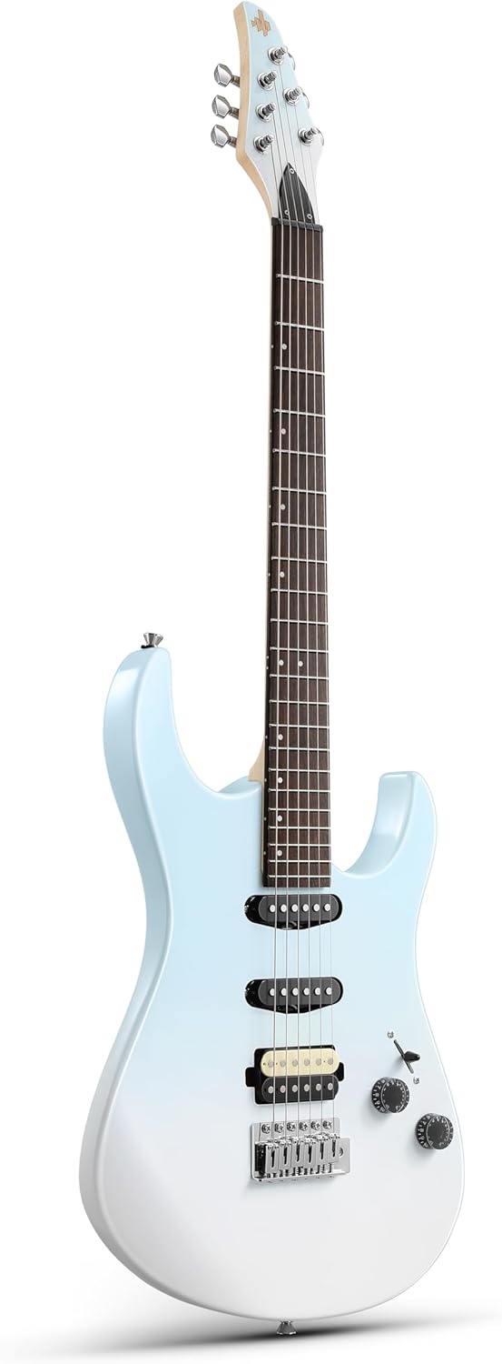Donner DMT-66 39 Inch Full Size Electric Guitar for Beginner Starter Kit with Bag, Gradient Blue and Mini Electric Amp
