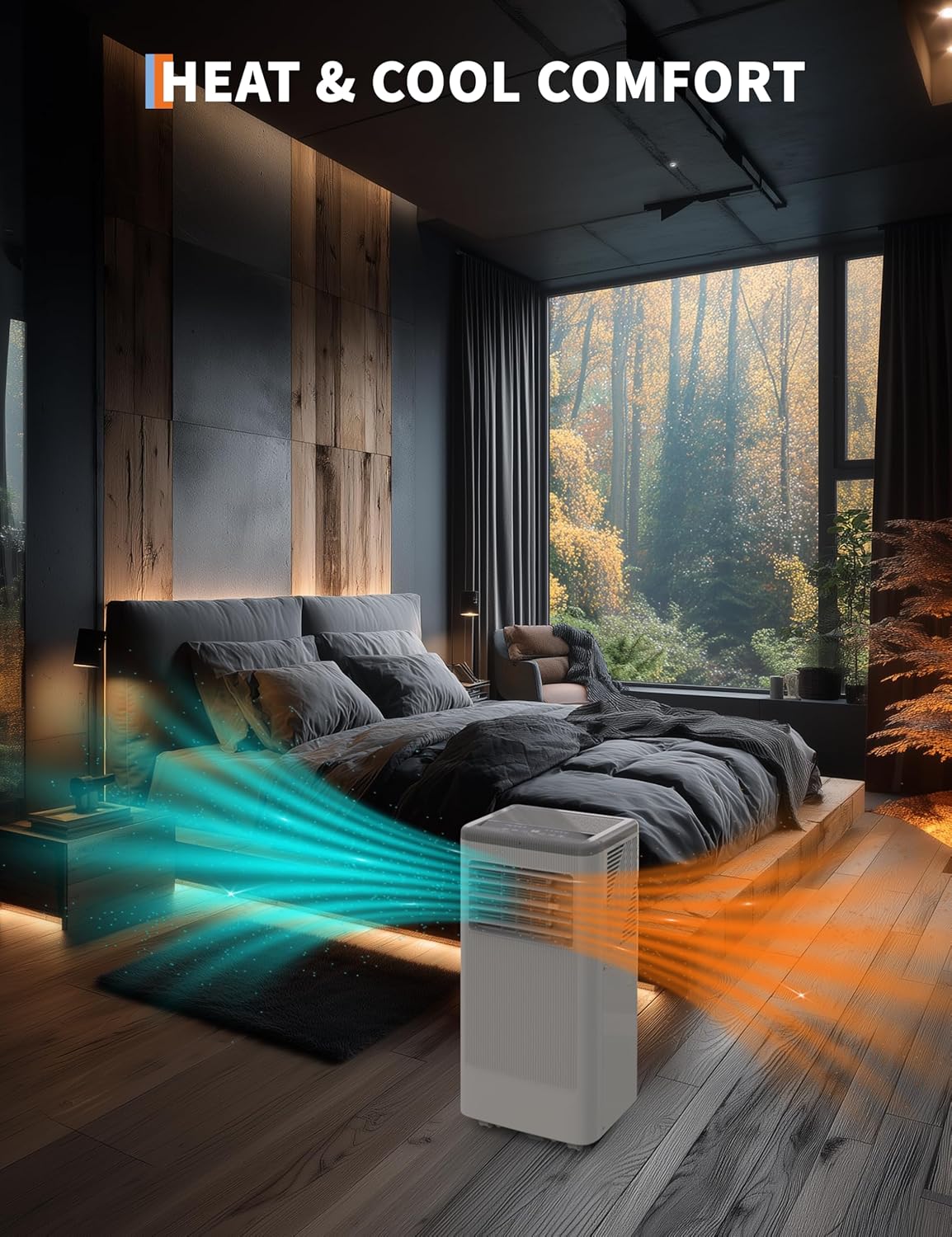 10,000 BTUs Portable Air Conditioners with Heater, 3 in-1 Cooling AC Portable Air Conditioner for Room with Sleep Mode, Ventless Floor Air Conditioner, 3 Speeds Fan & Dehumidifier