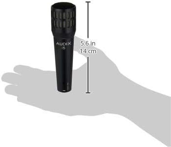 AUDIX i5 Dynamic Instrument Microphone: Pro Snare Mic/Guitar Amp Microphone - Black