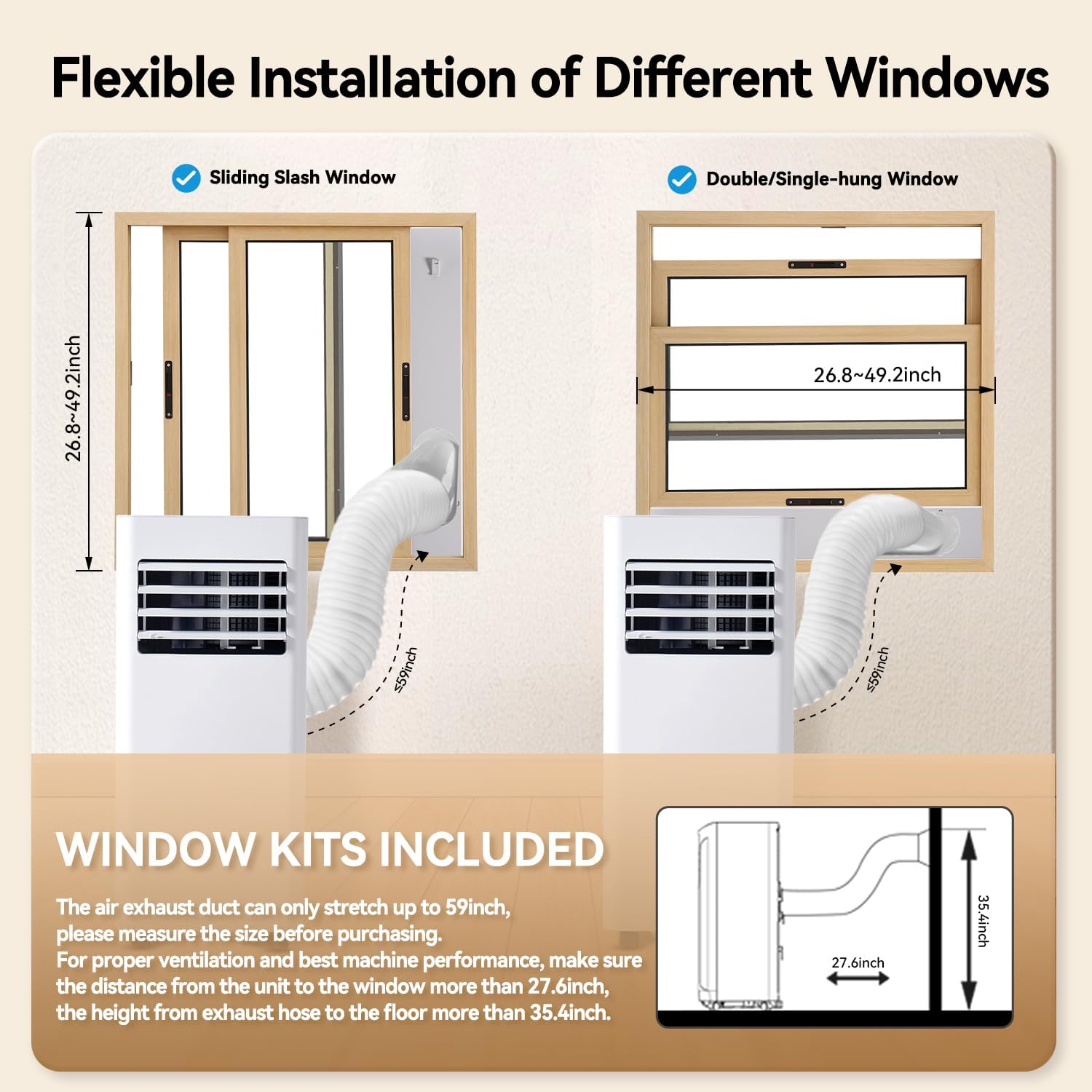 Portable Air Conditioners, 10000BTU 4-in-1 AC Unit, Fast Cooling, Dehumidifier, Fan, 24H Timer Quiet Sleep, Remote Control, Window Kit, for Home/Office/Dorm