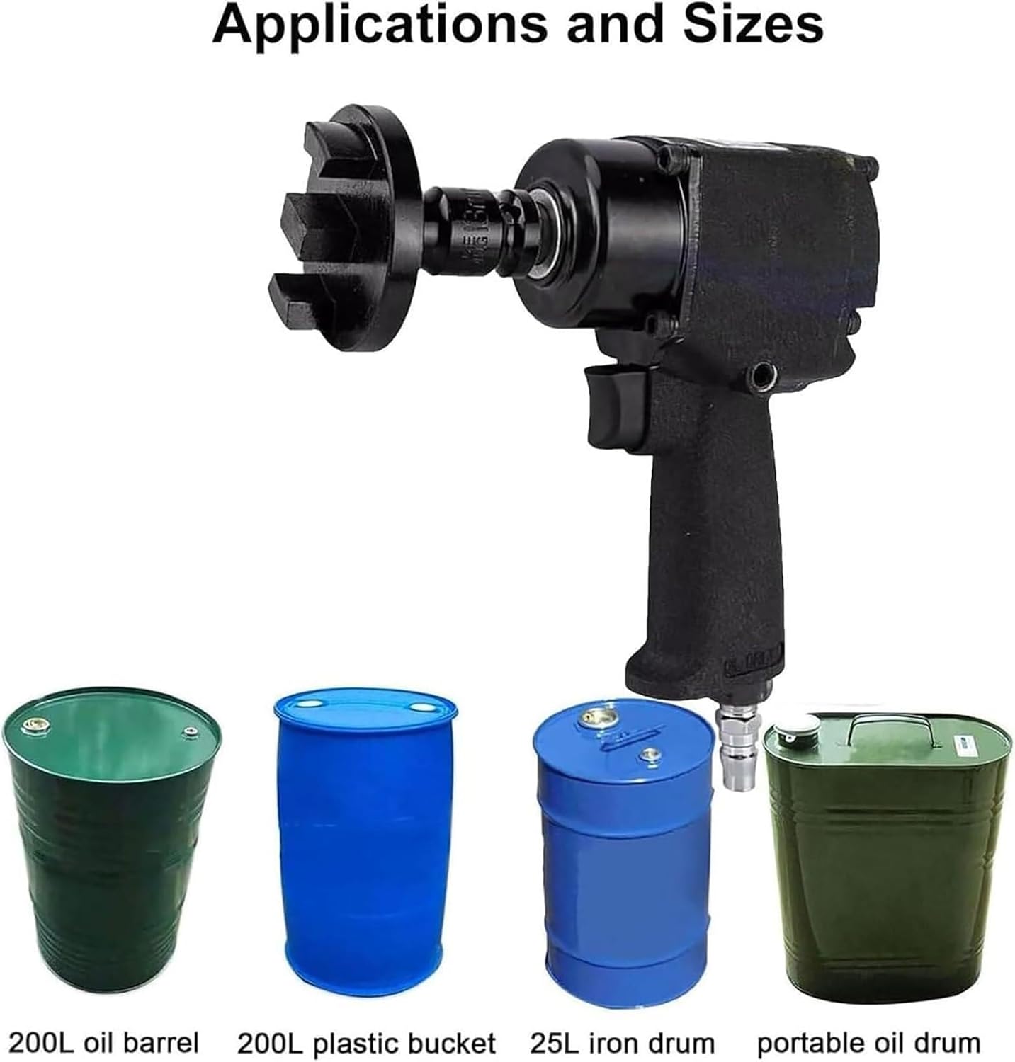 Pneumatic Oil Drum Capping Machine, 28MM+61MM, Idling Speed 7000RPM, 1/4 Inch Air Inlet, Forward and Reverse Adjustable, Suitable for Liquid Packaging Industry