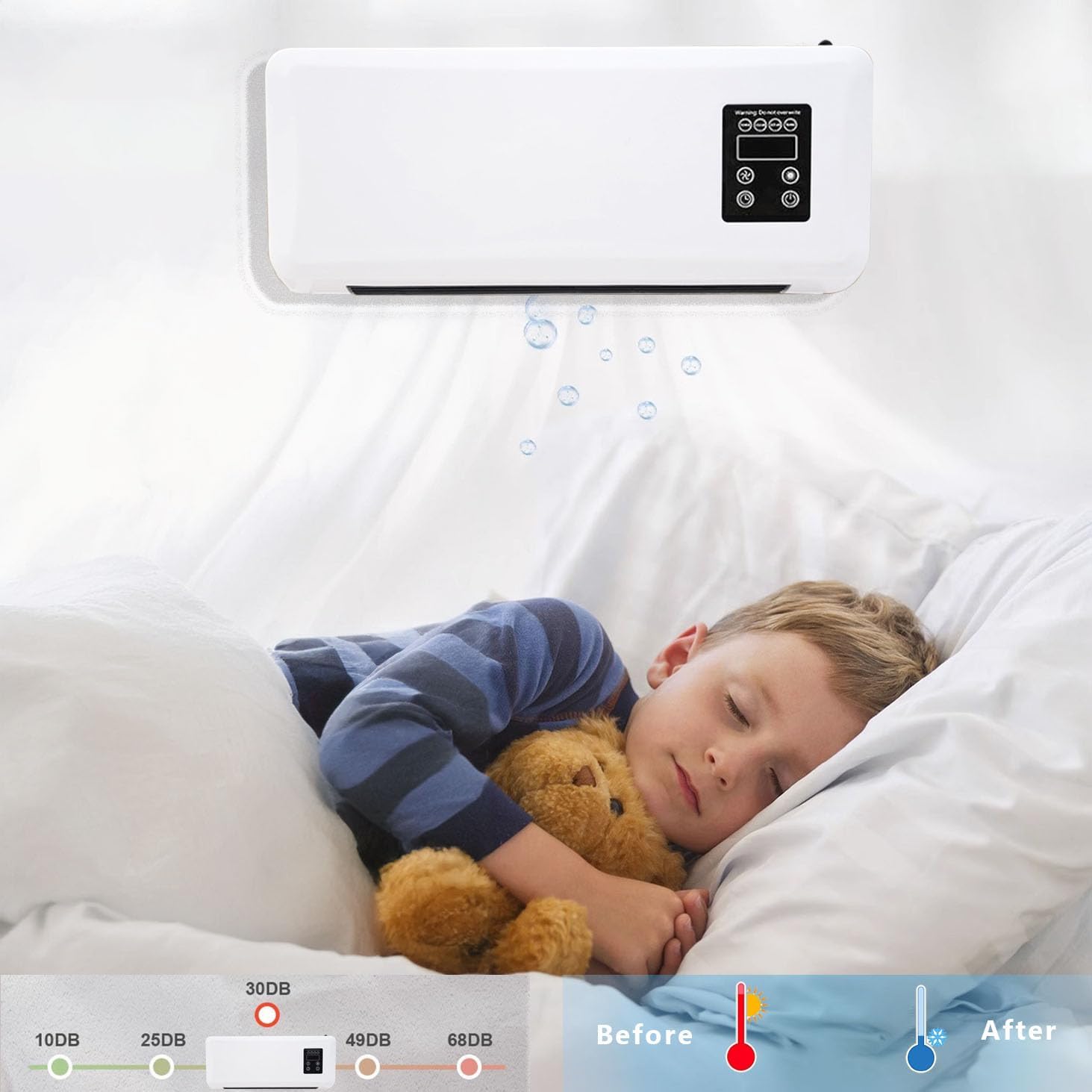 Wall Air Conditioner, Ductless Air Conditioner with Remote Control & Timer, Portable Air Conditioners, Mini Split AC/Heating System, Air Cooling Heating Fan for Bedroom Living Room (A++)