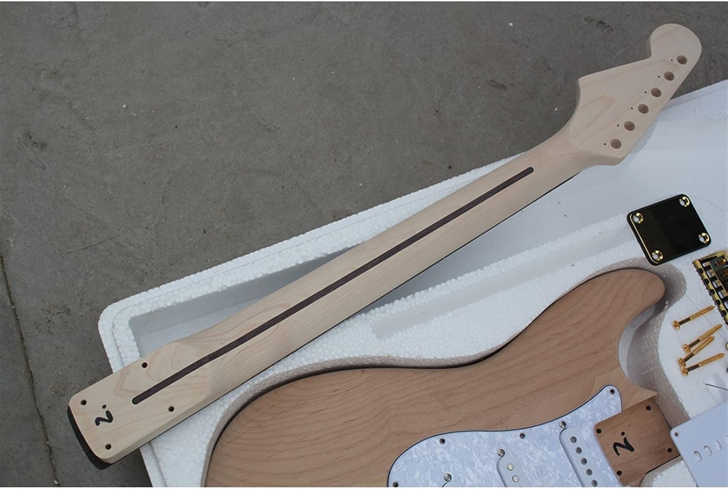 TSTS 6-String Electric Guitar Semi-Finished Products with A Full Set Gold Plated of Accessories Self-Assembly Unfinished Electric Guitar Kit