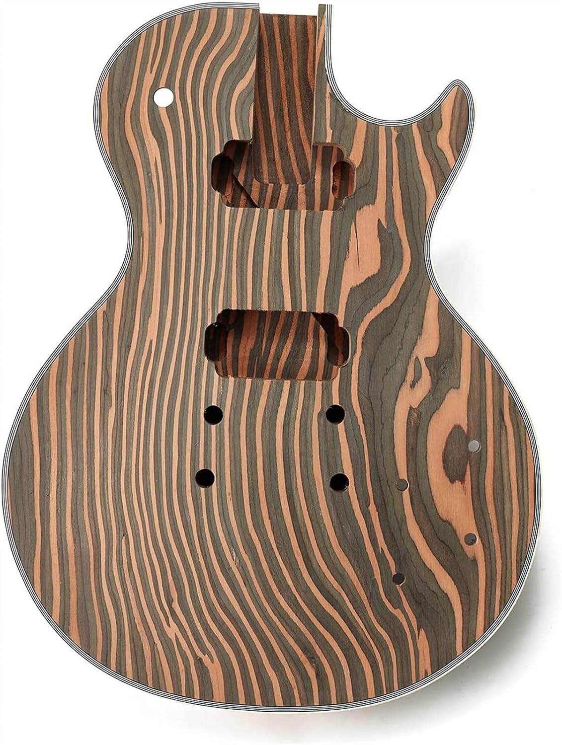 TSTS New 6 String Guitar Kit Zebrawood Solid Body for LP Style Electric Guitar Builder Kit Guitar DIY Accessory