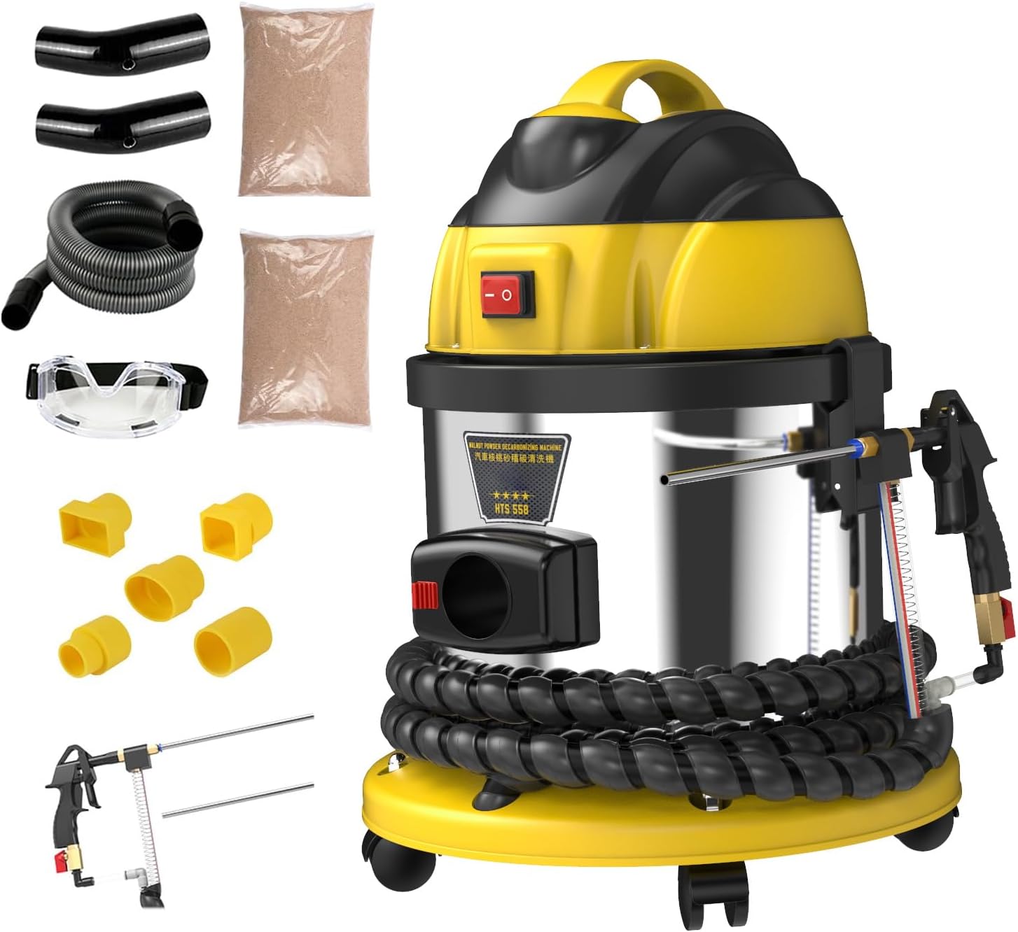 Walnut Blaster Cleaner, HTS558 Automotive Engine Intake Pipe Valve Cleaning Machine, Automotive Engine Carbon Remover, Valvetronic System Walnut Powder Sand Carbon Deposits Cleaner