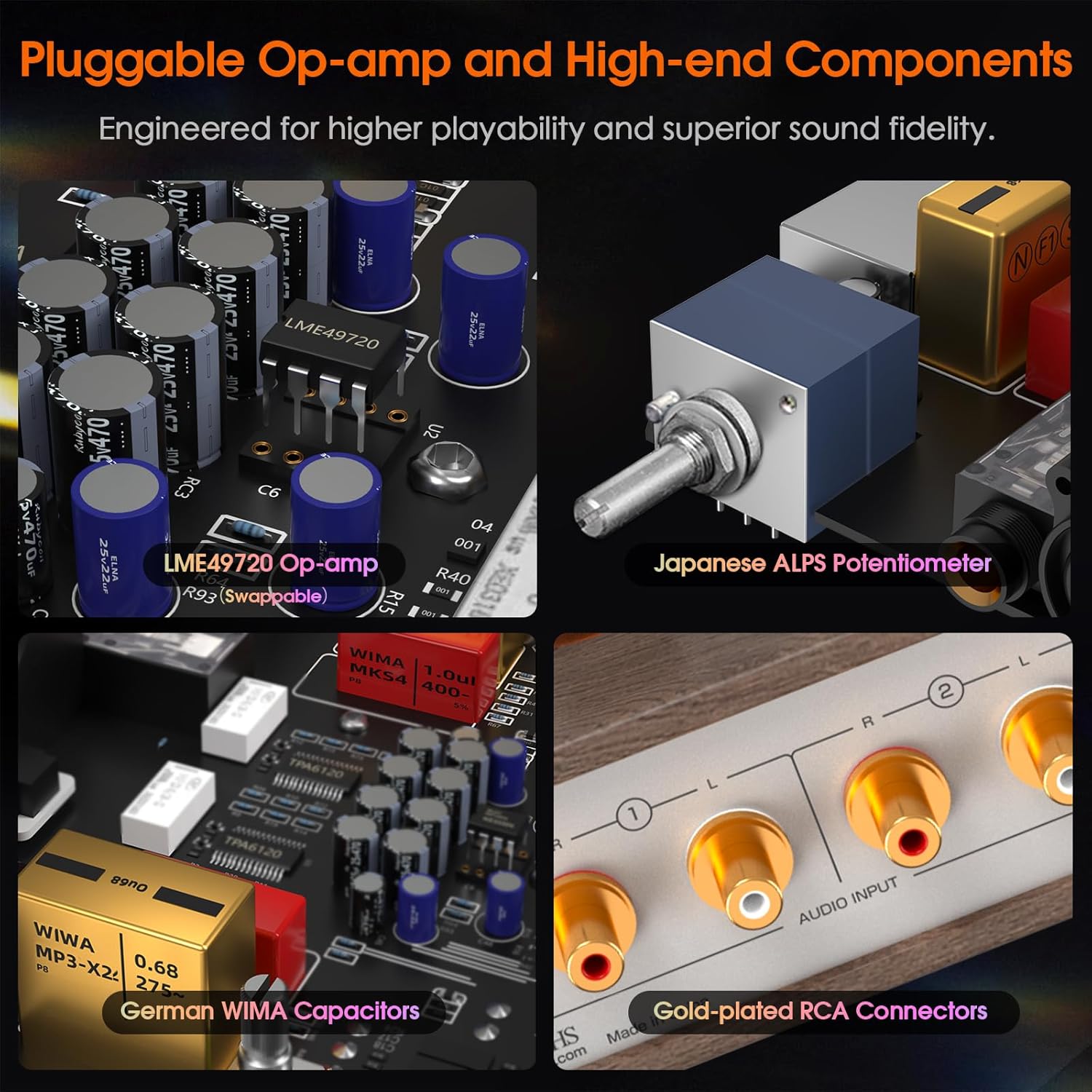 ​Douk Audio Tube Headphone Amp: for XLR, 4.4mm, 6.35mm HiFi Headphones, Stereo Preamplifier for Amplifiers, Speakers, Home Desktop Audio System, with VU Meter & German Valvo Vacuum Tubes​ (E2)