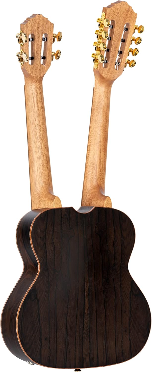 Custom Built Series Double Neck 4 & 8 String Tenor Acoustic-Electric Ukulele w/Bag