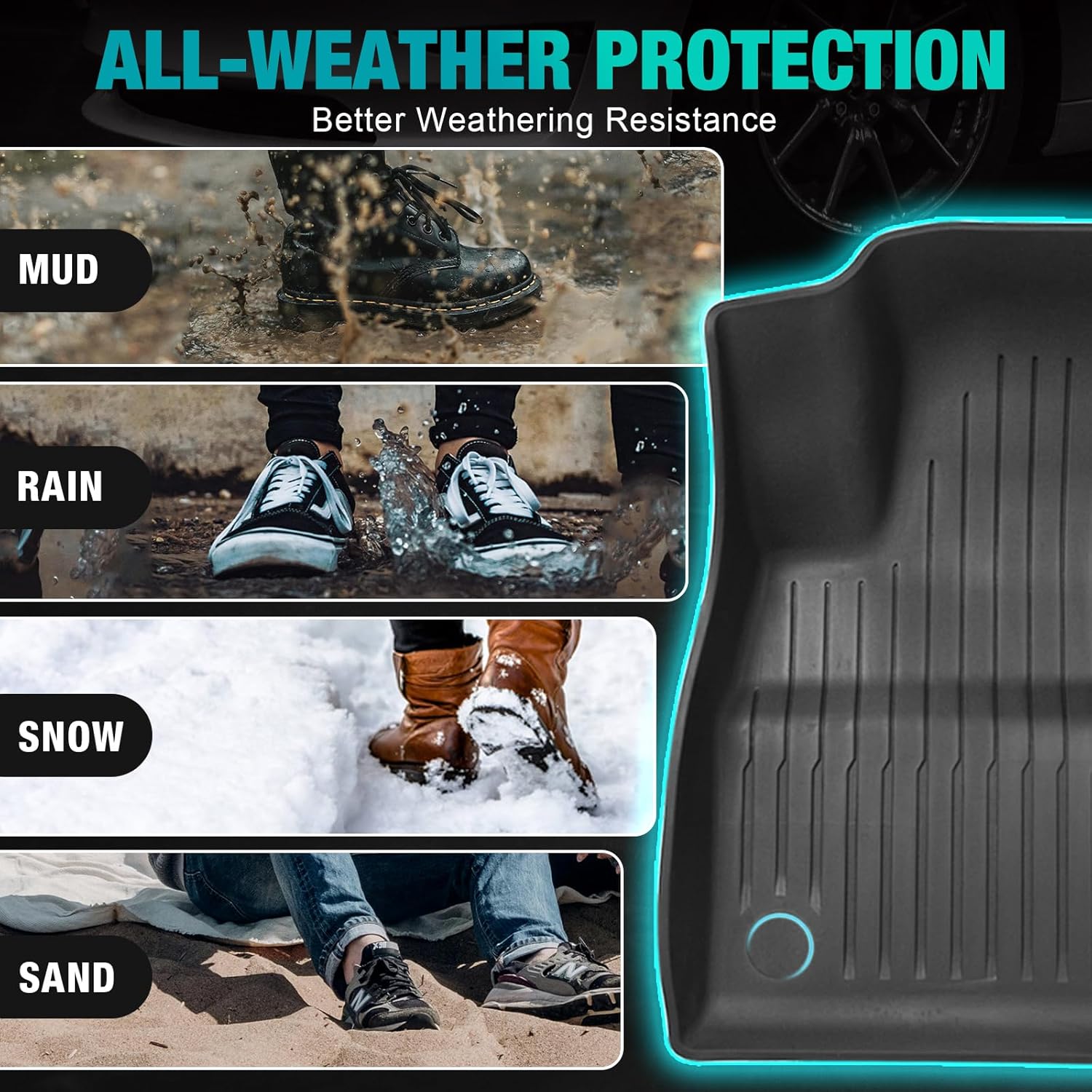 Big RED Floor Mats for Tesla Model Y: 2025 2026 Custom Fit, 100% TPE All Weather Cargo Liner Trunk Accessories, Set of 9 Mats (Not Fit 7-Seat)