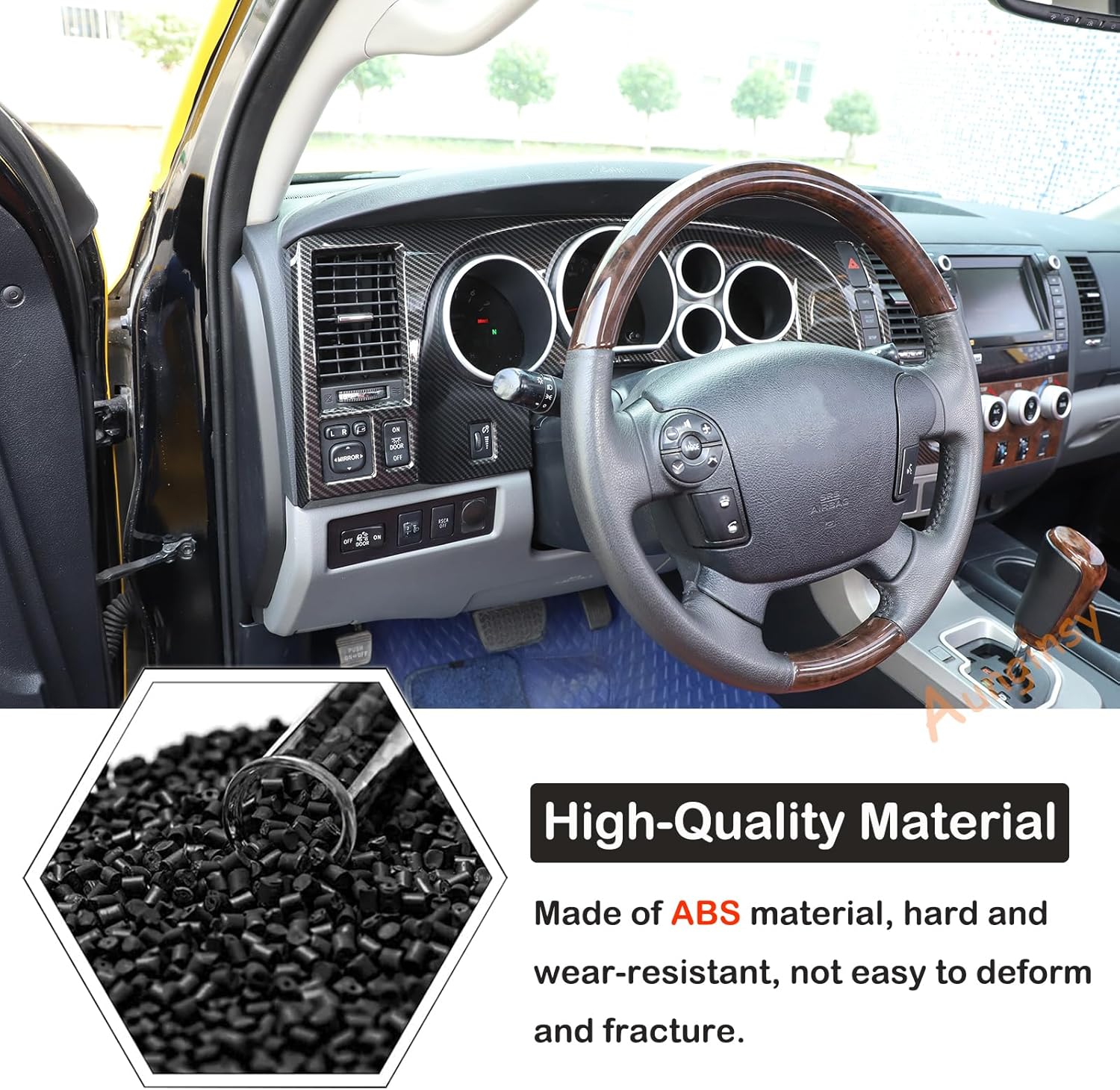 Aunginsy Car Center Console Dashboard Panel Frame Cover Trim Fit Toyot@a Tundra 2007-2013 Central Control Dashboard Panel Molding Instrument Protection Frame Decorative Cover ABS Interior Accessories