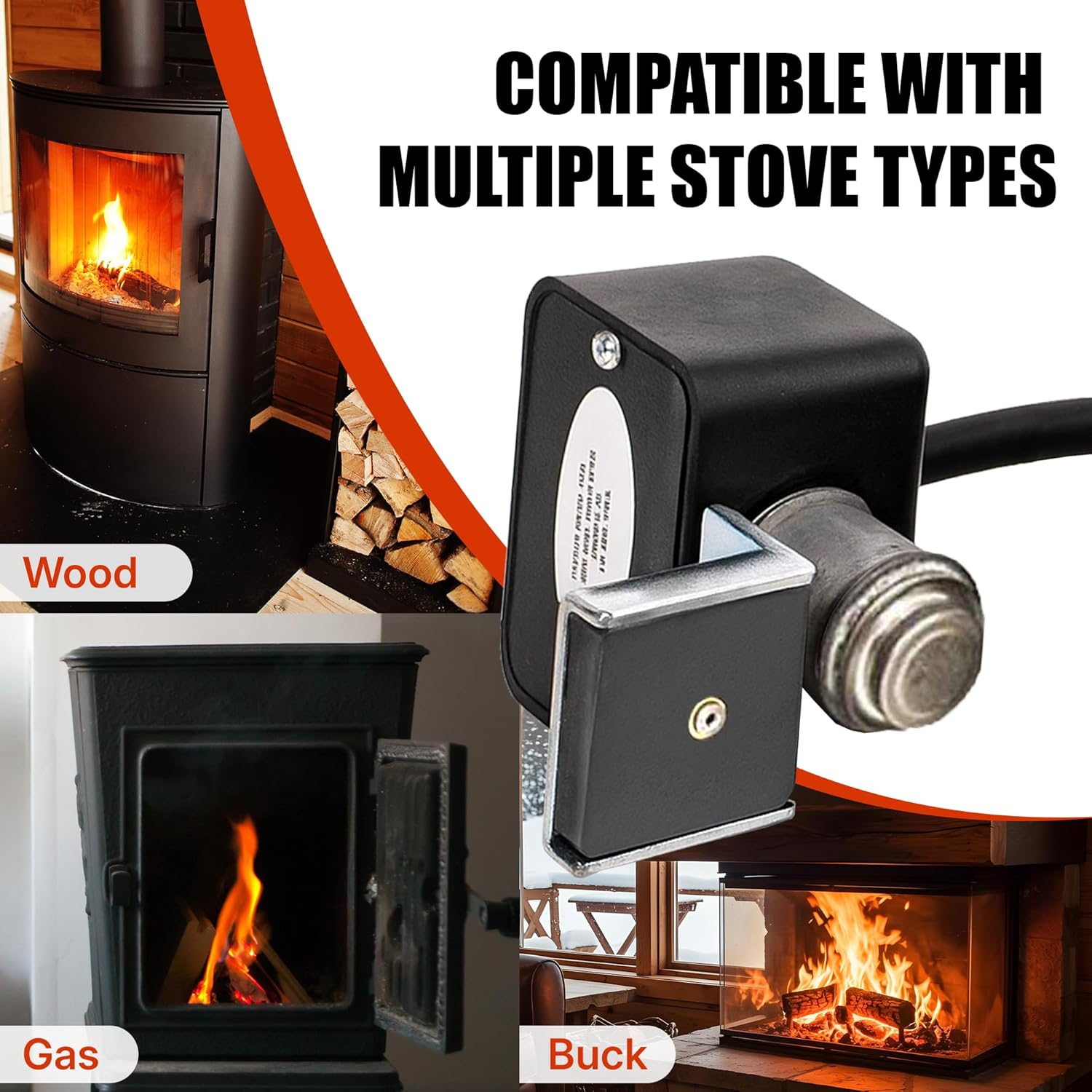 SS-1 Stovestat Wood Stove Thermostat | Magnetic Fireplace Fan Switch for Double Wall Stoves | Automatic Heat Sensor | Heating Appliance Thermostat | Blower Control for Gas Fireplace & Buck Stove