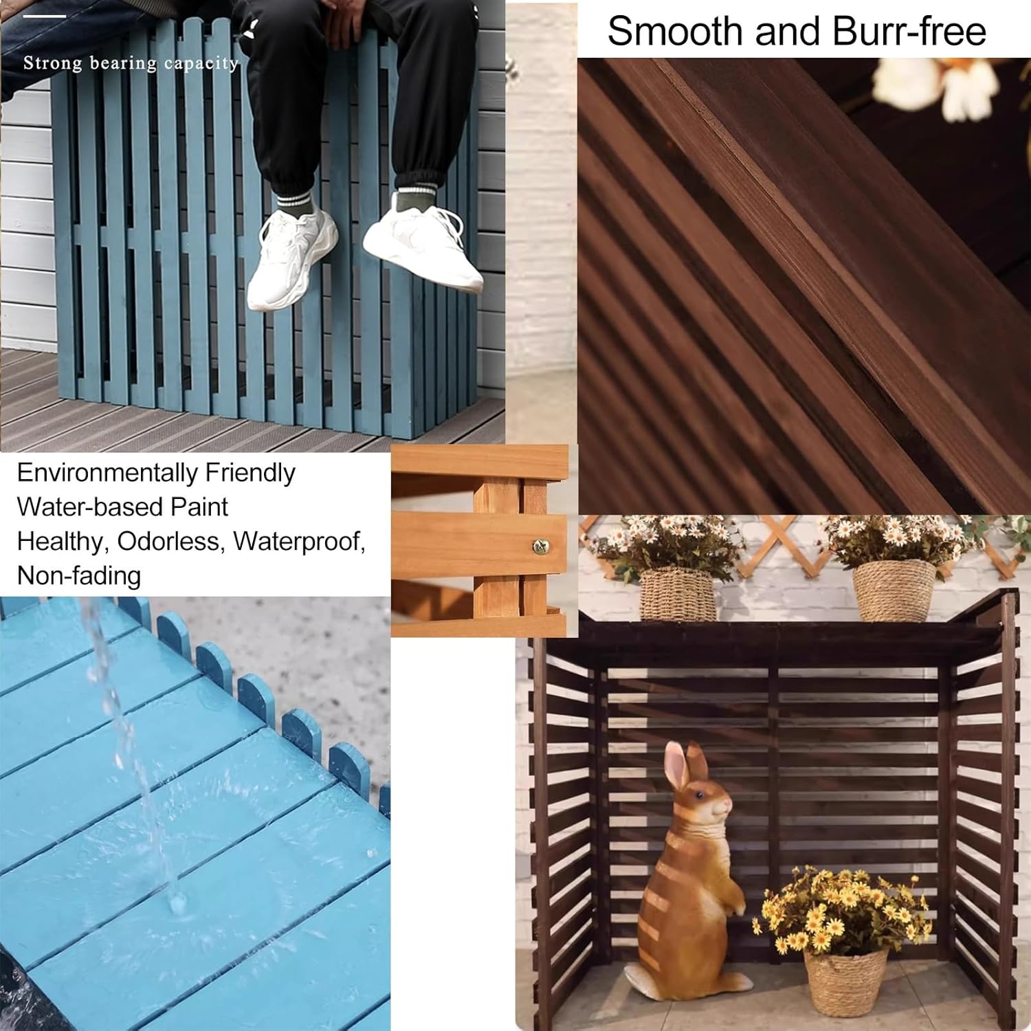 Outdoor Air Conditioner Cover Wood Ac Covers for Outside Decorative Ac Unit Cover Air Conditioner Covers for Outside Fence Natural B 105 * 45 * 100Cm