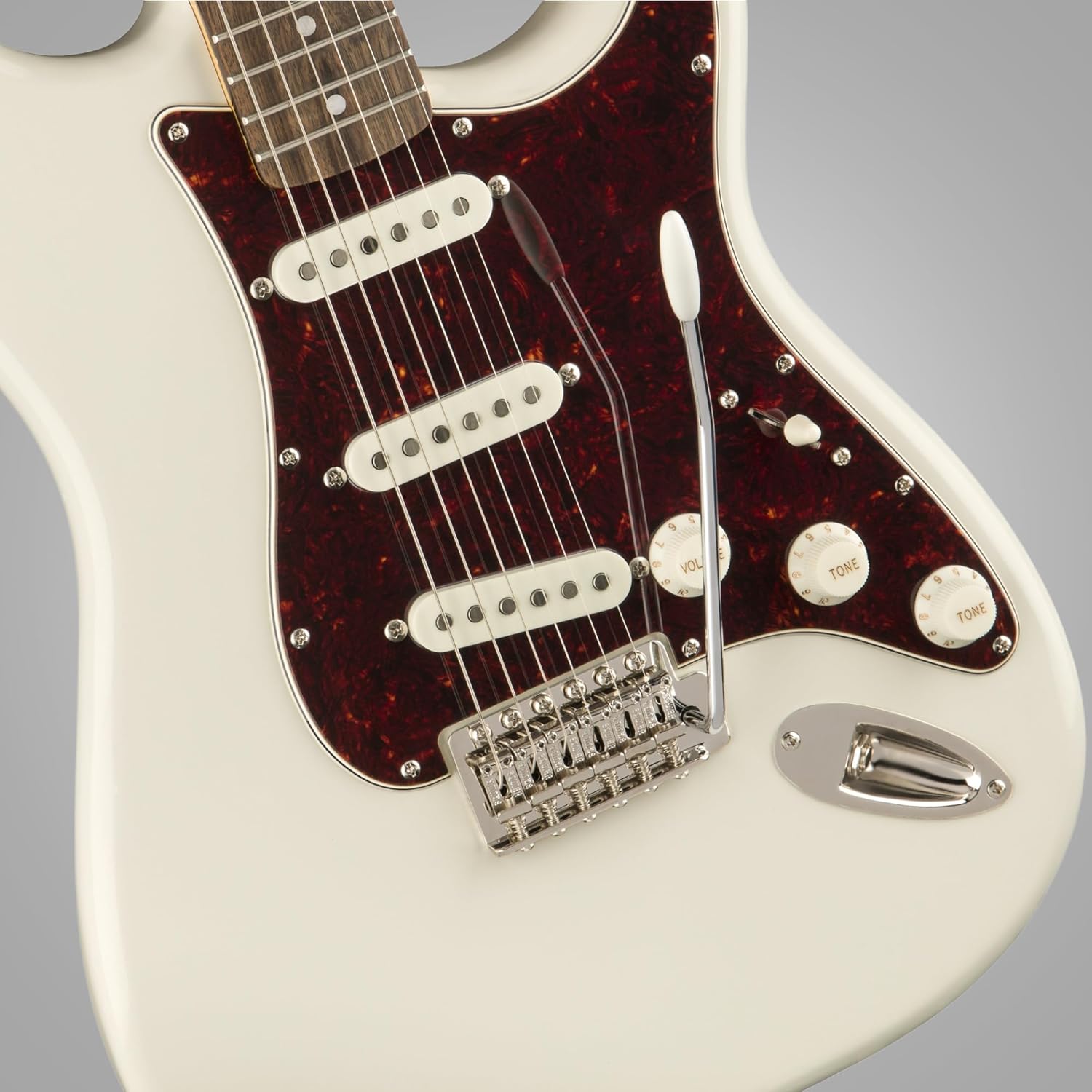 Squier Classic Vibe '70s Stratocaster, Indian Laurel Fingerboard, Olympic White - 0374020501 Bundle w/ 12-Pack Guitar Pick and Liquid Audio Polishing Cloth