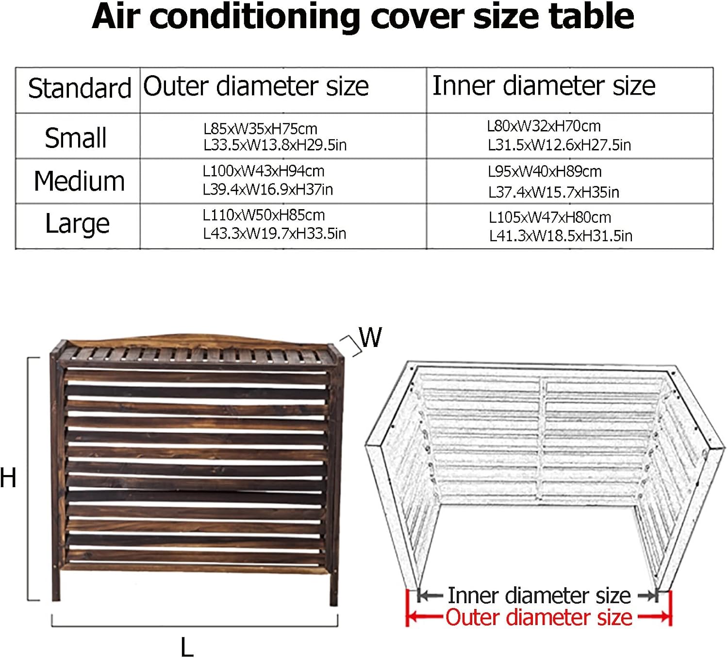 Cover for Outdoor Wooden Air Conditioner Cover for Outside Units,Air Conditioner Fence Screen,Solid Wood Flower Rack, Condenser Protective Cover Prevents Foliage Wee,Shutters Conditioning Cover