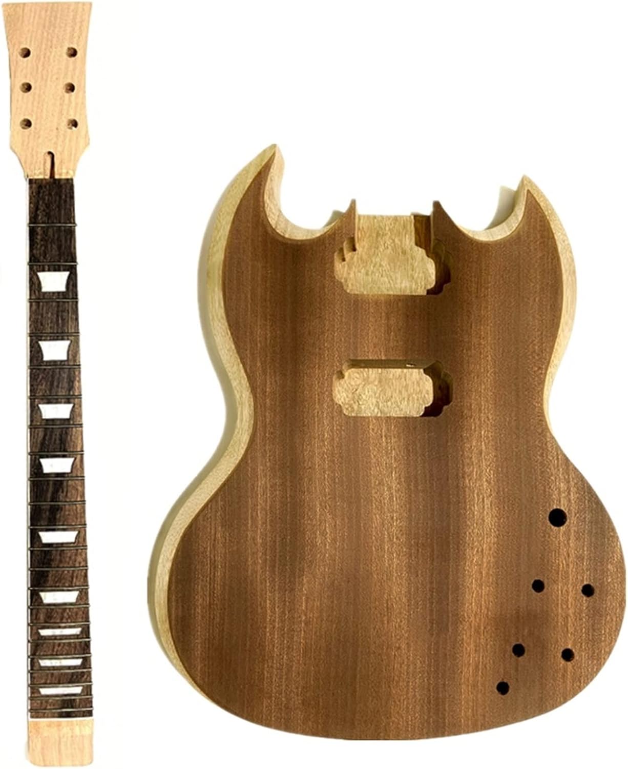 FLFL 1 Set 2 Dual-Coil Pickups Unfinished DIY Mahogany Body for SG Electric Guitar Body and Neck Unfinished Guitar Kit