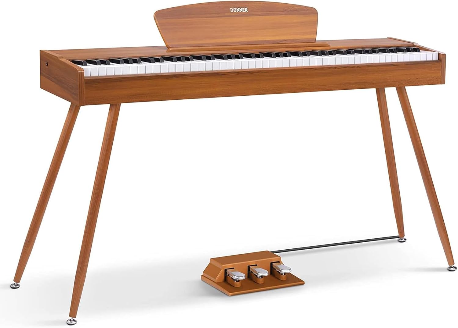 Donner DDP-80 Digital Piano 88 Key Weighted Keyboard, Full-size Electric Piano for Beginners, with Sheet Music Stand, Triple Pedal, Power Adapter, Supports USB-MIDI Connecting, Retro Wood Color