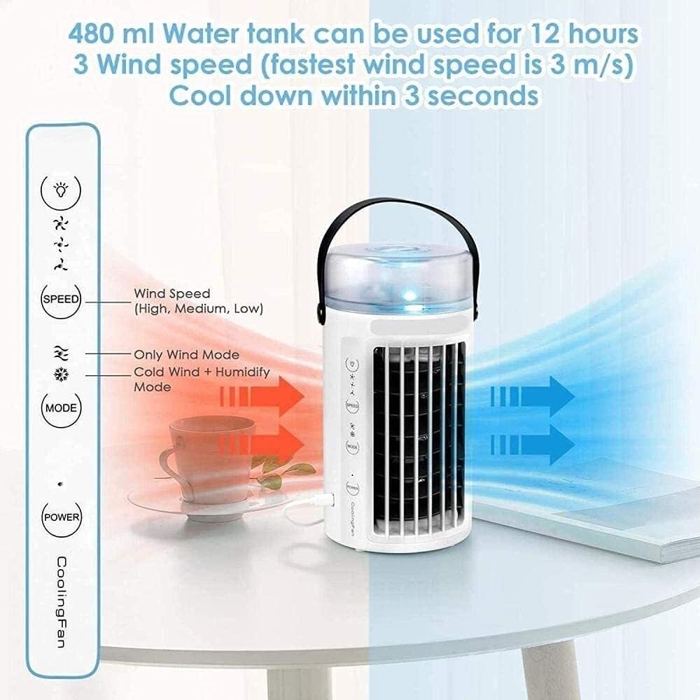 Portable Mini Air Cooler, Mini Portable Air Conditioner 3in1 Personal Air Conditioner Fan Humidifier Purifier