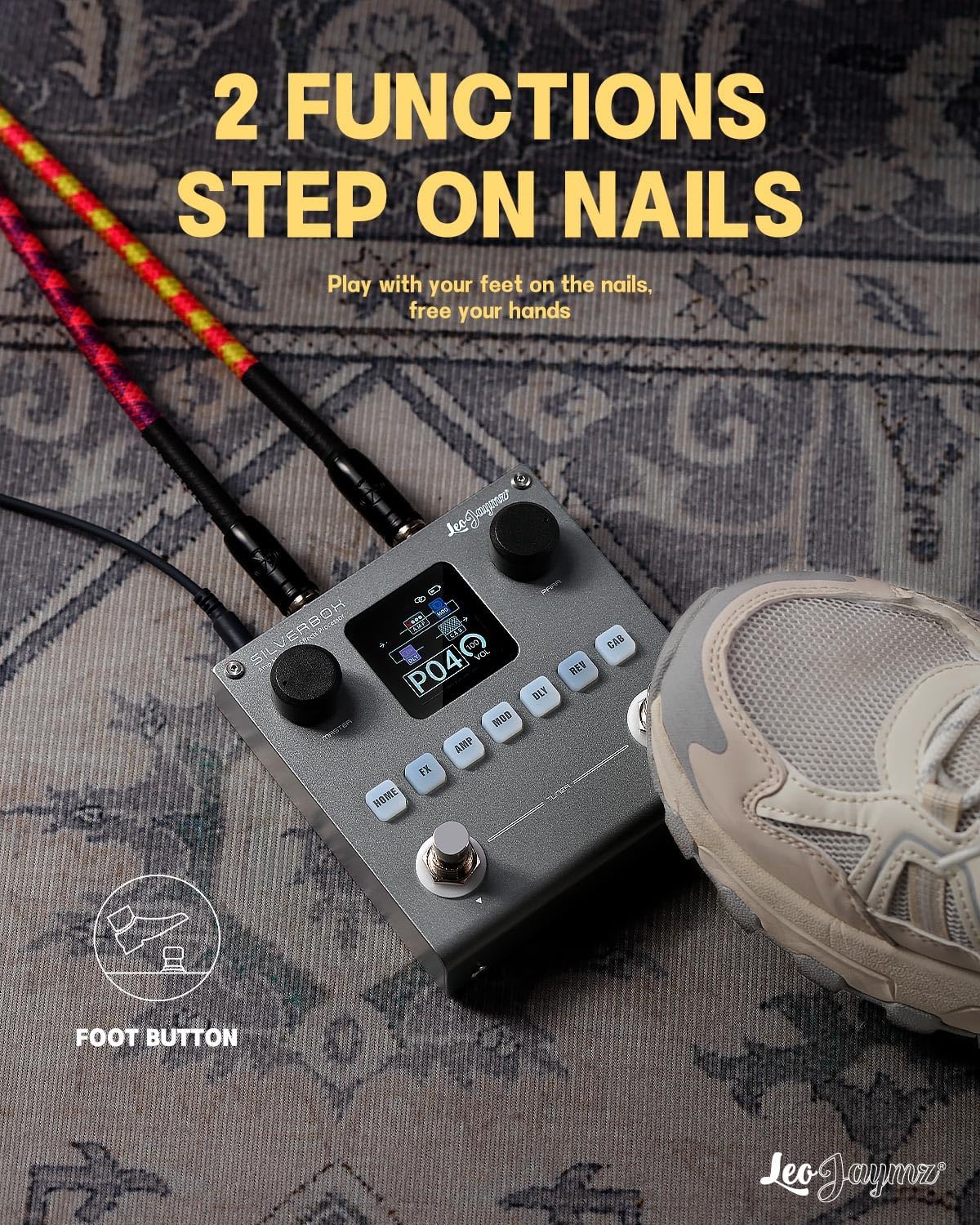 Leo Jaymz Portable Multi-Effects Guitar/Bass Amplifier Modeler Effects Processor with 6 Effects Modules, 80 Editable Presets & Rechargeable Battery