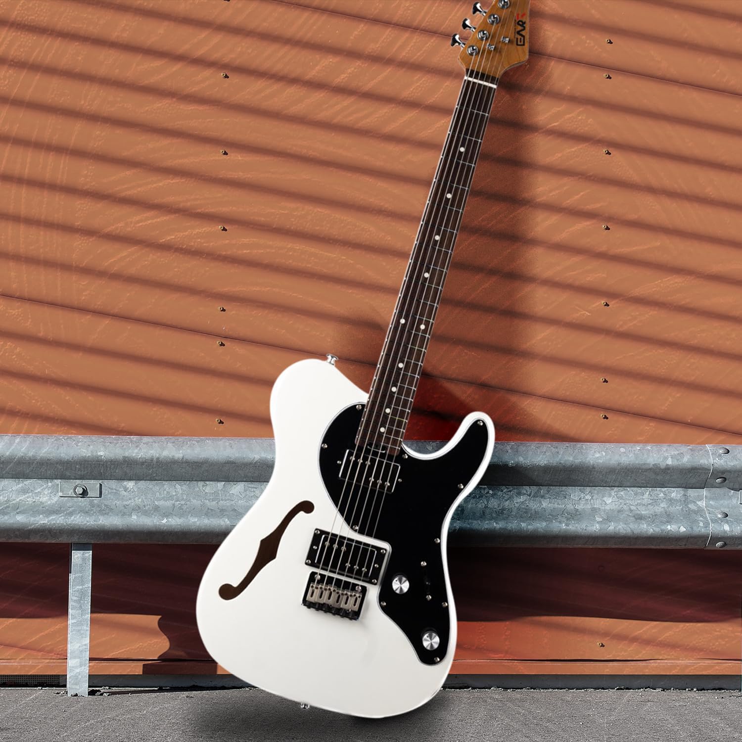 EART E-TT72 6 String Semi-Hollow-Body Electric Guitar Versatile Playability, Powerful Humbucker Pickups Fixed Bridge Guitars
