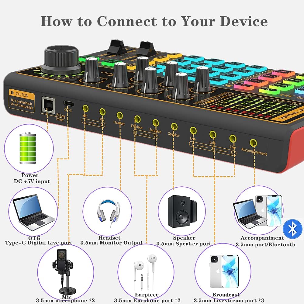 K300 Sound Effects Board Set, Voice Changer Sound Card with Multiple Sound Effects - Podcast Equipment Bundle for Live Streaming/Laptop Computer Vlog/Living Broadcast YouTube or TikTok