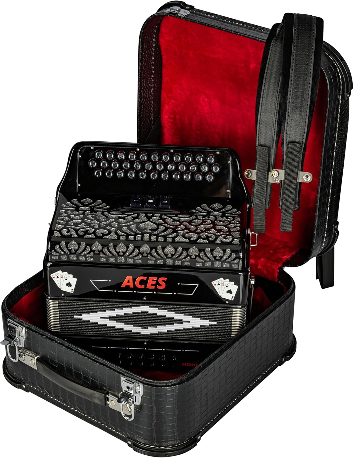 Hohner ACES II 34-Button Accordion with 3 Registers, Black, GCF