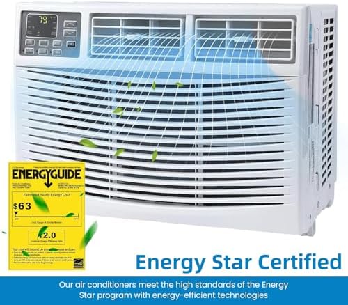 8,000 BTU Window Air Conditioner - Cools Up to 350 Sq. Ft,Air Conditioner Window Unit With Remote Control,3 Fan Speeds,Auto-Restart,Water Self Evaporation,Sleep Mode,24-Hours Timer,WIFI, APP