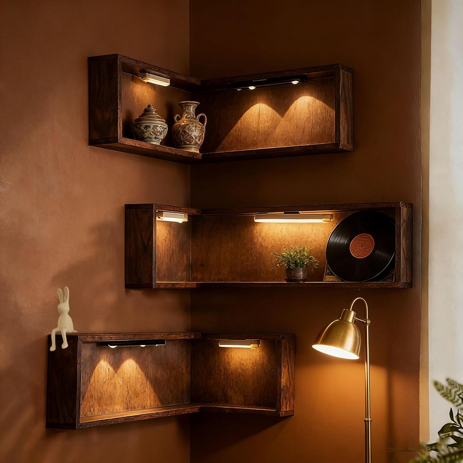 Corner Shelf Wall Mounted, That Light up Your Space, Smart Shelves with Light not Included for Figurines and Collectibles