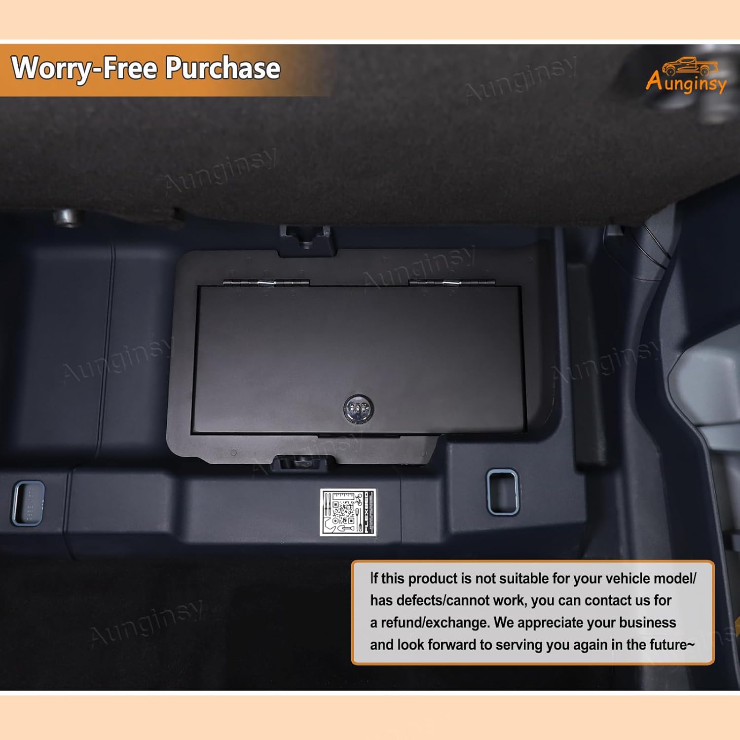 Aunginsy Under Seat Storage Lock Box Gun Safe Compatible with Ford Maverick 2022-2025 Second-Row Underseat Security Organizer Vault Tray Lock Safe Box with 3 Digit Combo Password Insert Accessories