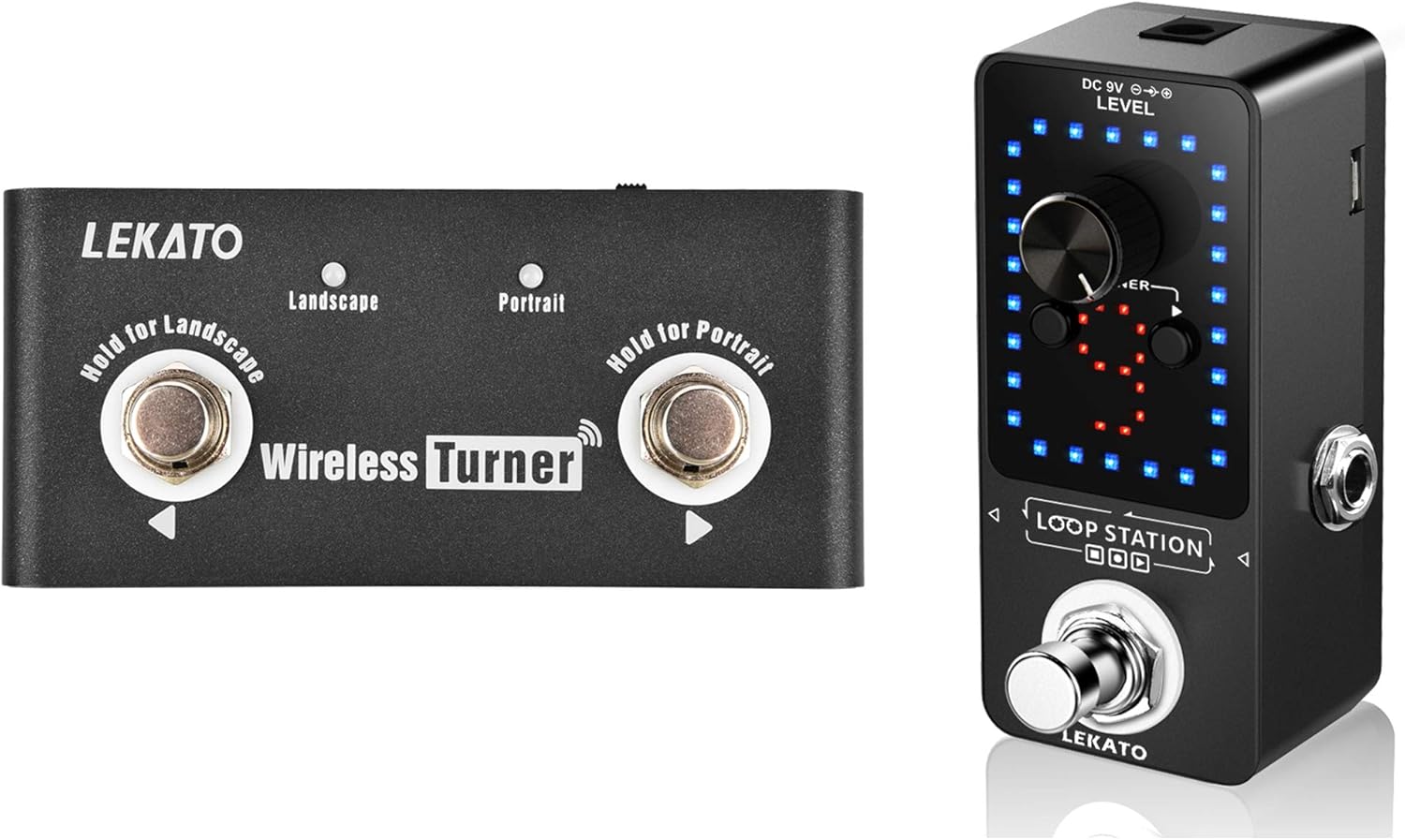 LEKATO Guitar Effect Pedal with External Pedal for Guitar Looper Pedal Tuner Switching, Function Loop Station Loops 9 Loops 40 minutes Record Time, Perfect Collection for Electric Guitar Bass