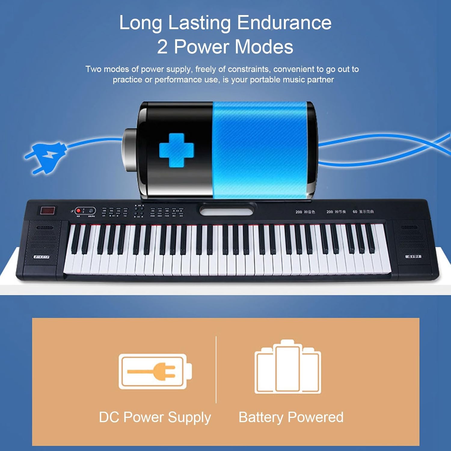 61 Keys Electric Keyboard Rich Tones and Rhythms Digital Music Keyboard Portable Lighting Electronic Piano for Beginners (US Plug)