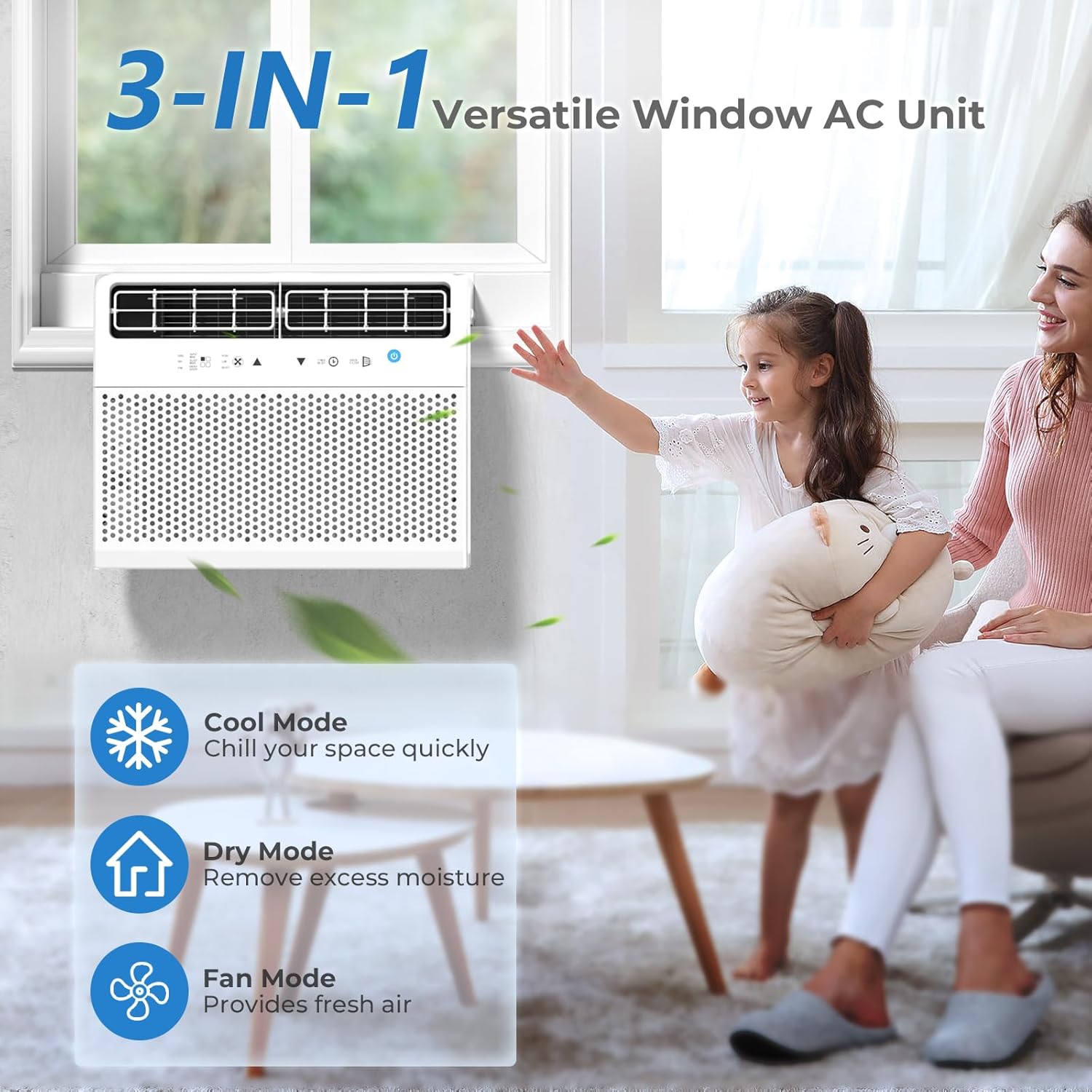 Antarctic Star U-Shaped Air Conditioner Window Unit 12000BTU, Ultra Quiet Window Air Conditioner Cools up to 550 Sq. Ft, Saddle Window AC Units with Full Window View, Energy Saving, Easy to install