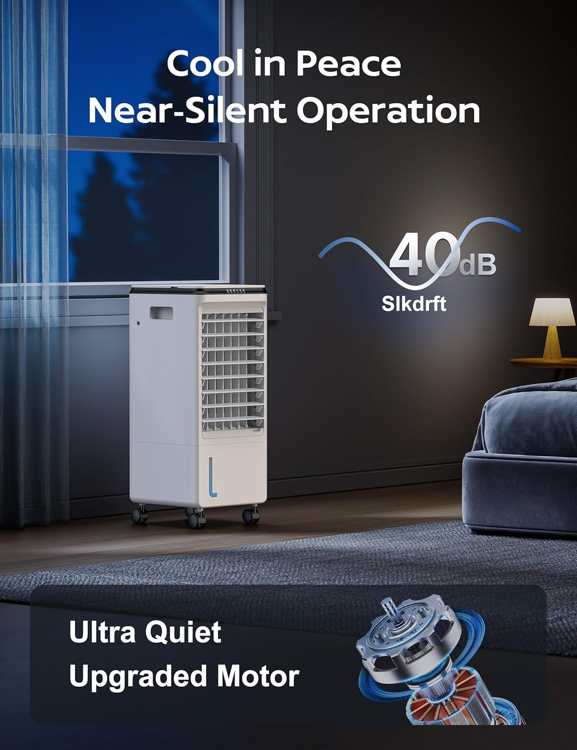 Windowless Portable Air Conditioner for Room, Evaporative Air Cooler w/7H Timer, 4 Modes & 3 Speeds, Swamp Cooler air conditioner with remote, Portable ac Unit no Window no Hose Needed, Pearl