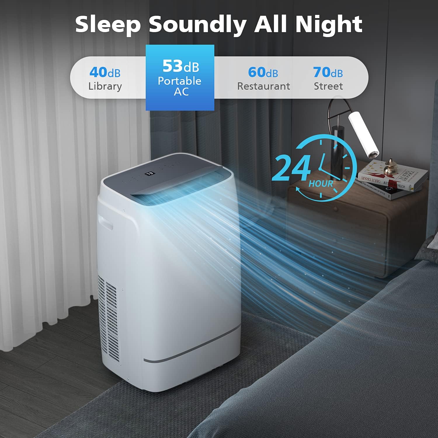 COWSAR 13000 BTU Portable Air Conditioner 4-IN-1 Portable AC Unit 24H Timer Room Air Conditioners 450 Sq.Ft. Coverage ＜53dB Portable Air Conditioners for 1 Room