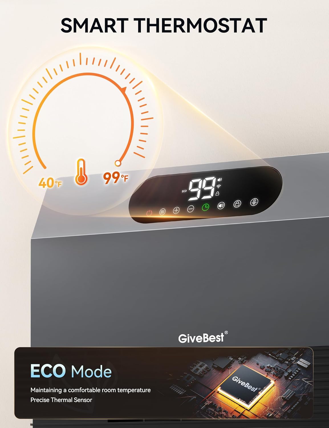 GiveBest Smart Wall Heater, 1500W Fast Heating Space Heater for Bedroom, Electric Space Heater with Thermostat for Indoor Use, Easy Wall Mounted, On/Off Timers, Compatible with Alexa, ALCI Plug, Grey