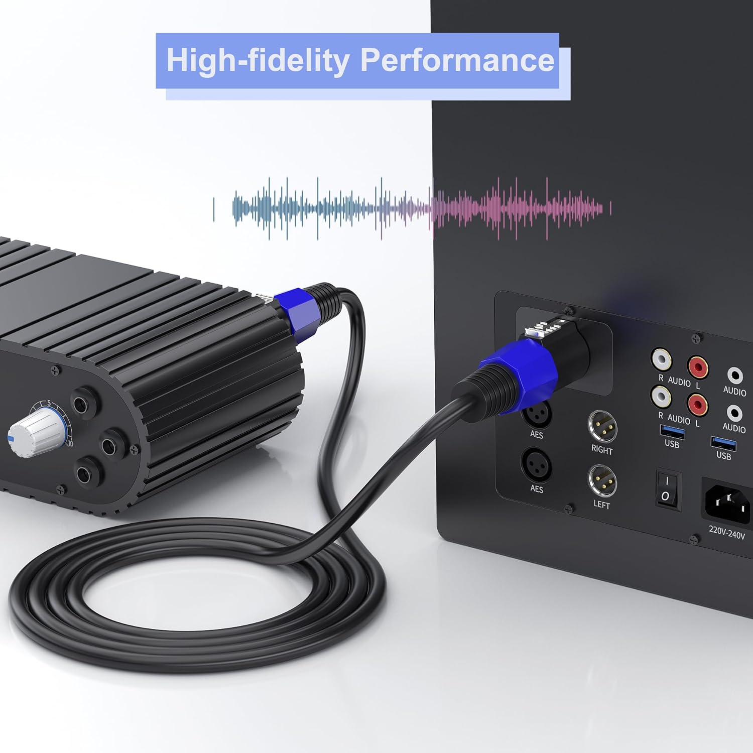 2 Pack 100 feet Professional Speakon to Speakon Cables, 12 AWG Patch Cords DJ/PA Audio Amplifier Speaker Cable Wire