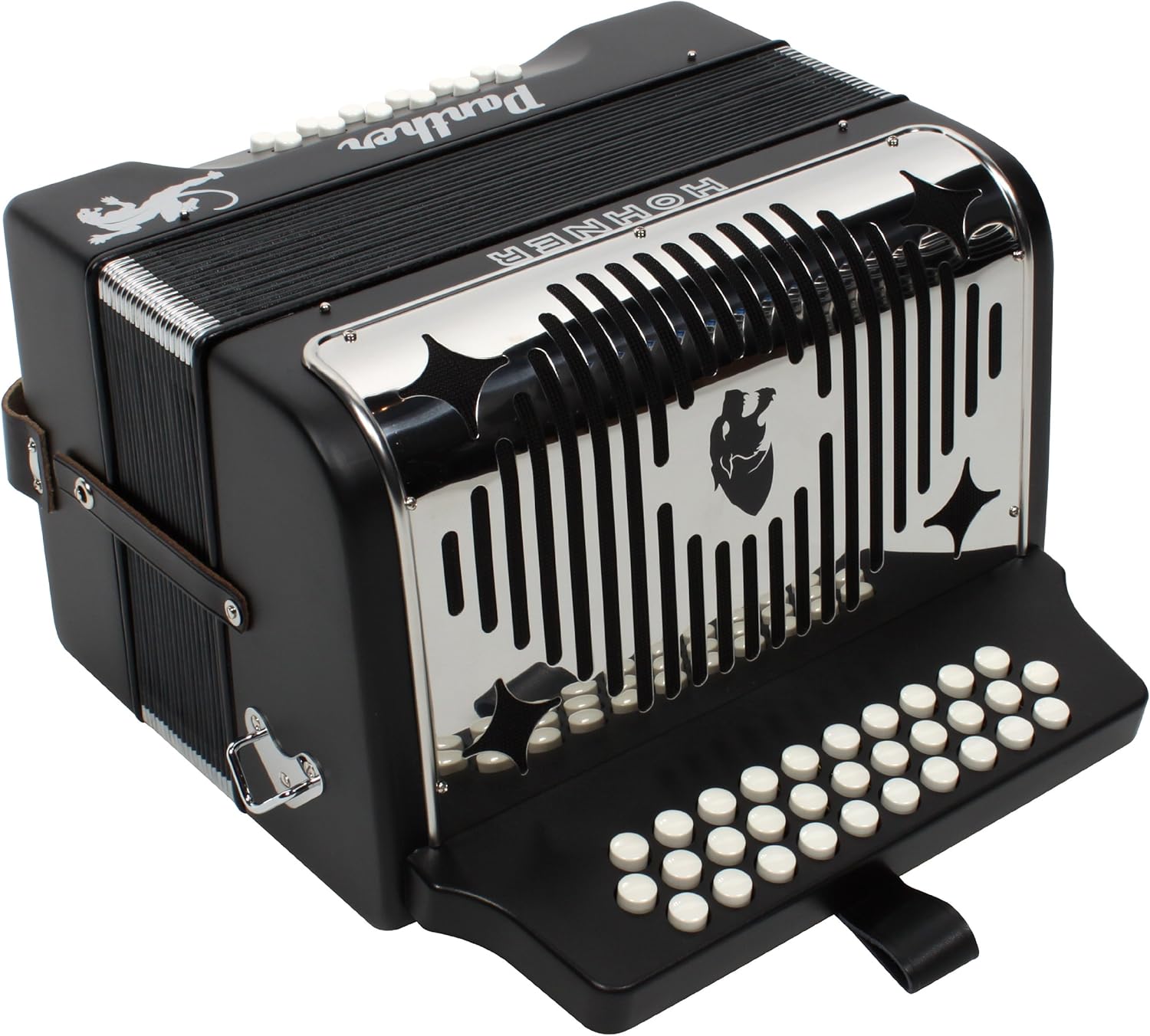 Hohner Panther Diatonic Accordion, Negro Key of FA w/Free Gig Bag