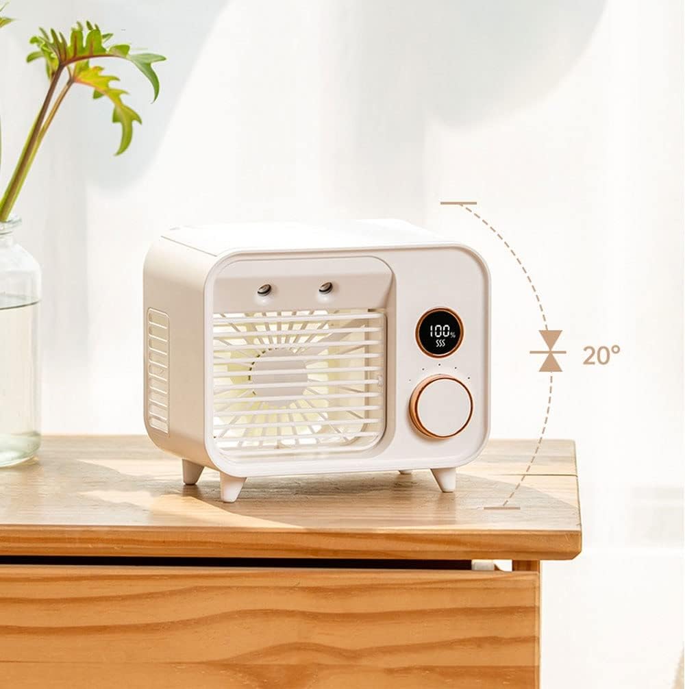 Portable Air Conditioner-2000mAh Rechargeable Personal Air Cooler with 5 Speeds, Quiet Mini Air Conditioner Fan, Desk Cooling Fan for Home, Bedroom, Travel, and Office (Color : Black)