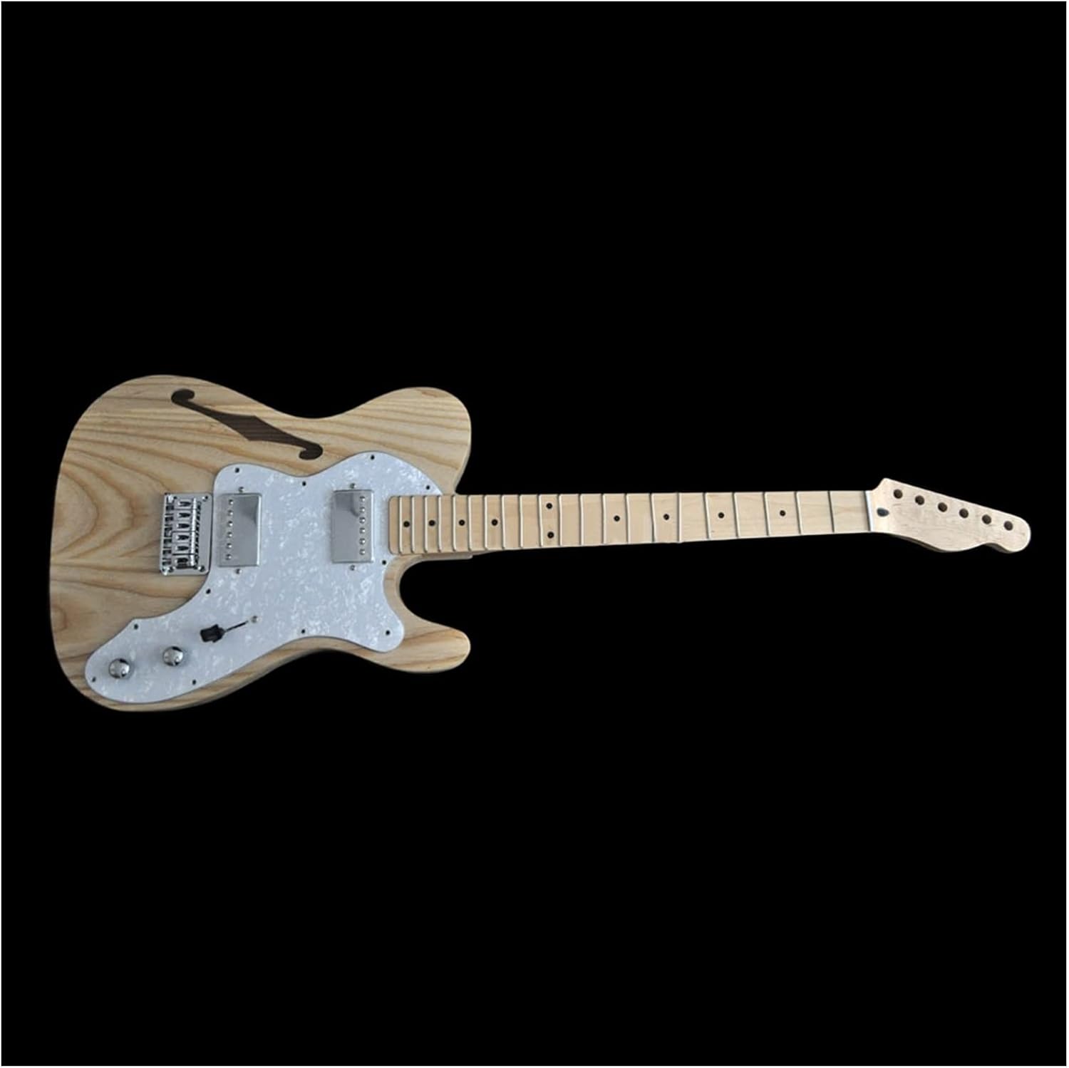 DIY Electric Guitar Kit Guitar Semi-Hollow Ash Body with F Holes Maple Neck 21 FretsTruss Rod Adjust DIY Guitar Kit