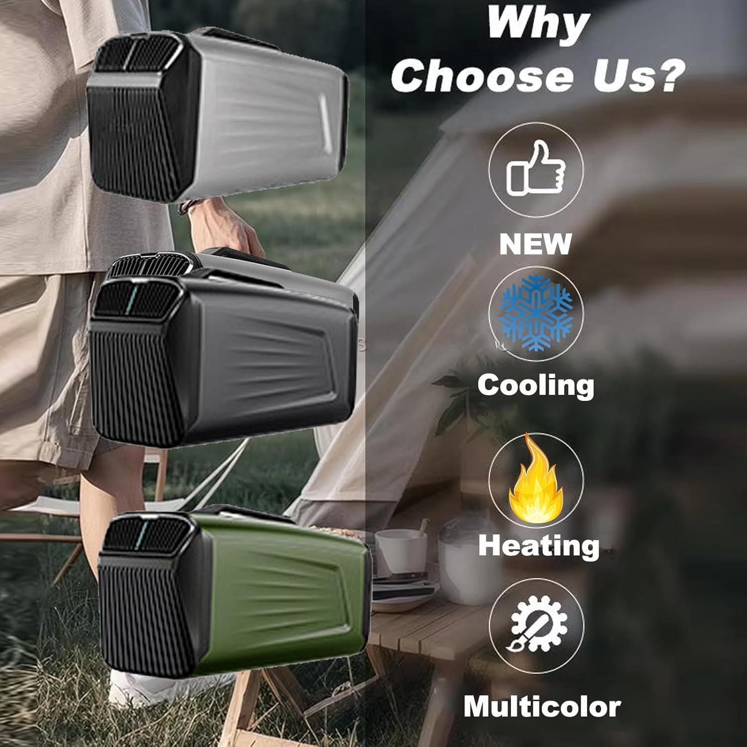 Portable Air Conditioner-Cooling&Heating(5400btu/5600btu),Mini Air Conditioner with Remote Control,4 Modes,Applicable Area 8-10㎡,for Camping Outdoor&Indoor,Rv,Truck,Van and Car,Green