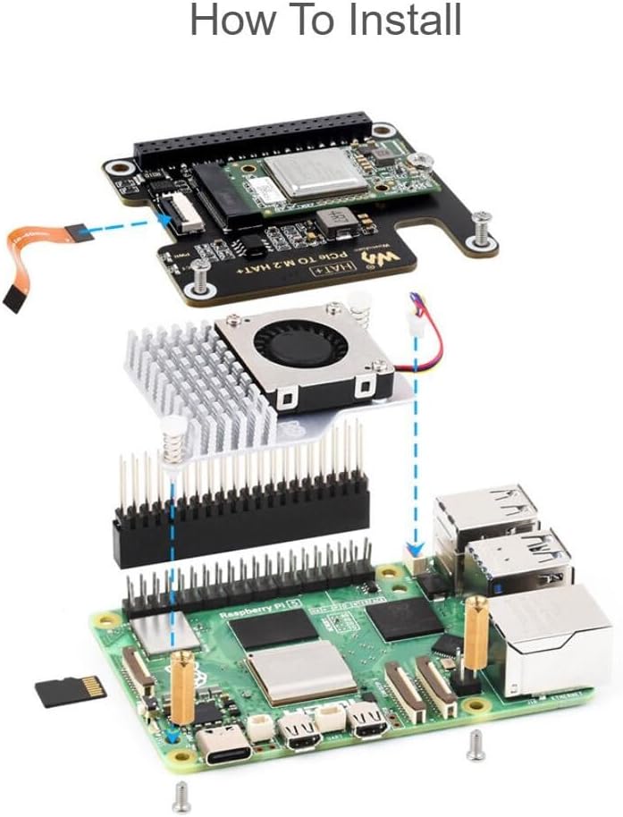 Raspb Pi 5 AI Kit, Including PI5-8GB Board, Hailo-8 M.2 AI Accelerator Module, PCIe to M.2 HAT+, PI5-IMX219-77 Camera, 64GB TF Card, Pi5 Cooler, Cables and Other Accessories Items (PI5-8GB AI Kit B)