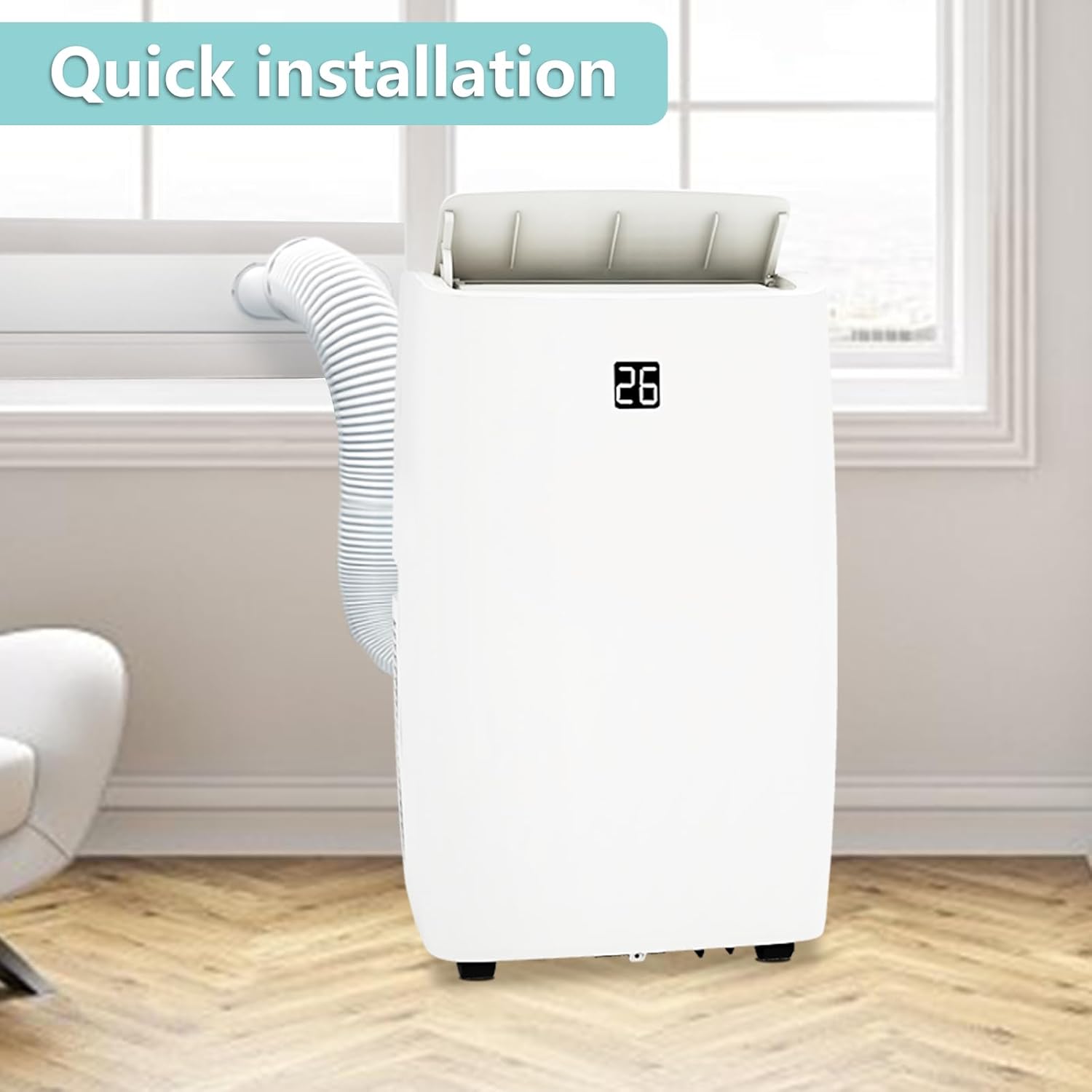 12000 BTU Portable Air Conditioner, 3-In-1 Ac Unit with Fan, Cooling & Dehumidification Modes, Air Conditioners Cool Up to 550 Sq.Ft with 24h Timer & Remote Control