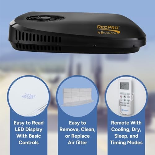 RecPro RV Air Conditioner 13.5K BTU | Low Profile Non-Ducted AC with Heat Pump | Quiet Cooling & Heating | 110–120V | Easy Install | for Campers, Travel Trailers, RVs, Motorhomes, Food Trucks (White)