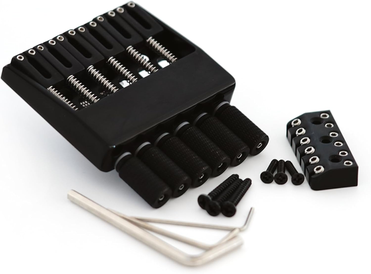 Guyker Headless Bridge Tailpiece and Bridge String Lock for 6 String Headless Guitar Accessories (WT001, Black)