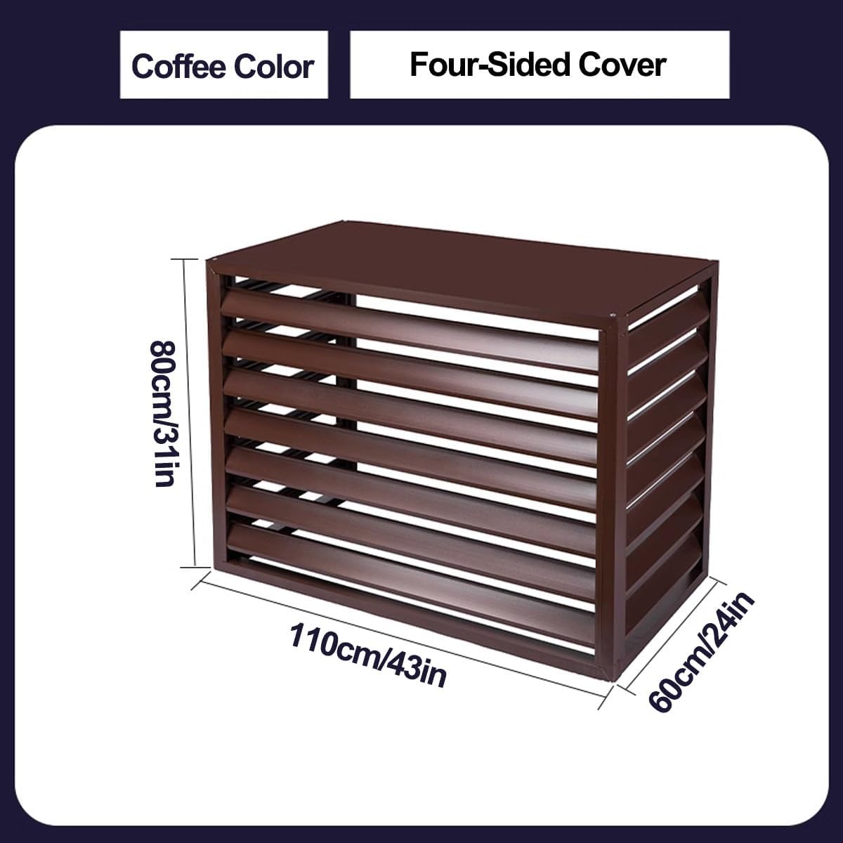 Air Conditioning Window Cover Air Conditioner Fence Screen Outdoor Privacy Ac Covers Fireproof for Outside Units Hide Air Con(Coffee,110 * 80 * 60cm 43 * 31 * 24in)
